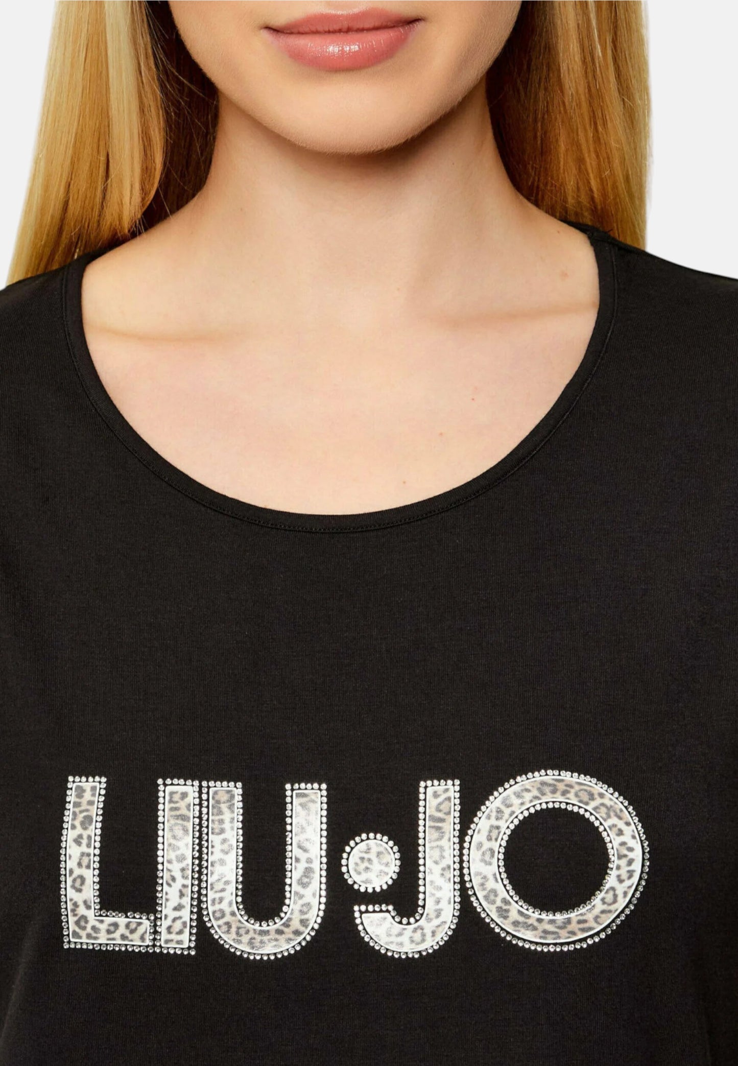 T-Shirt Manica Corta Donna Liu Jo Con Coulisse Stampa All Over Animalier Eco Line VA6047JS360