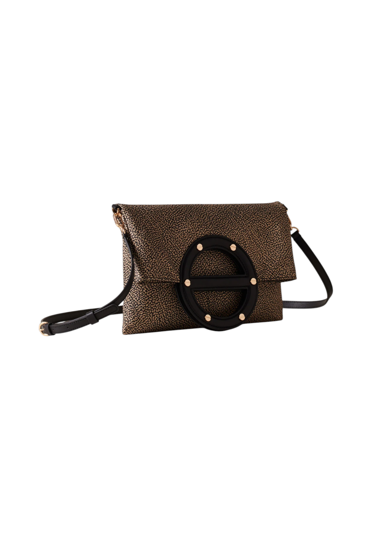 Borsa A Tracolla Donna Borbonese Formato small, Costruzione piatta, Tessuto riciclato, Stampa OP, Dettagli in vitello Vis-A-Vis 91010217AH1