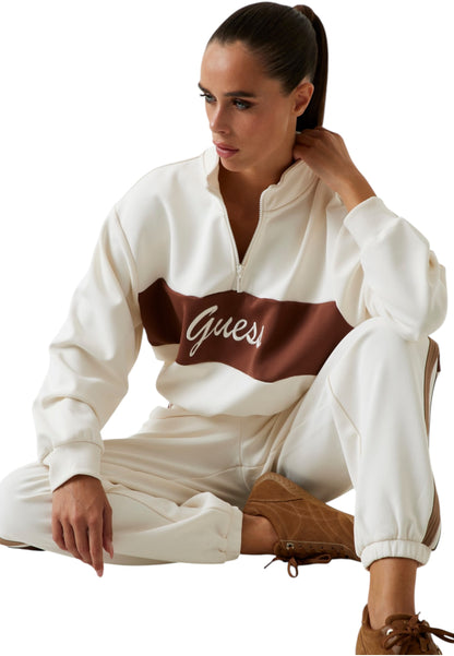 Felpa Collo Alto Donna Guess Mezza zip Fabia V5BQ00KCX22