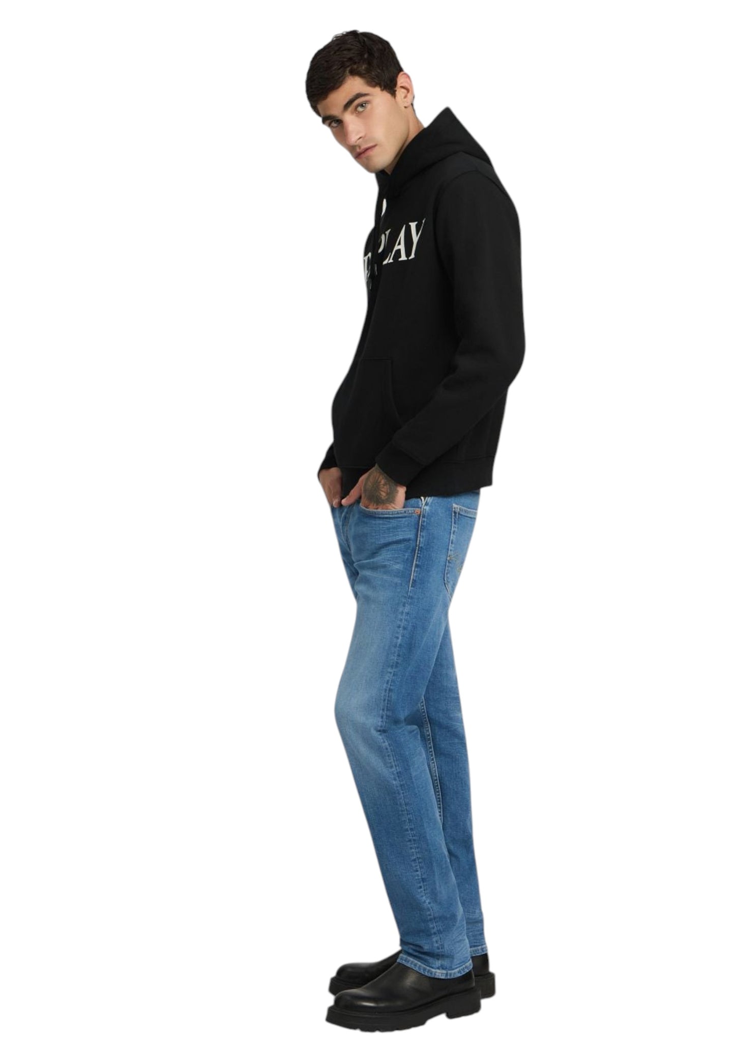 Felpa Con Cappuccio Uomo Replay Con Lettering  M3104 .000.23832