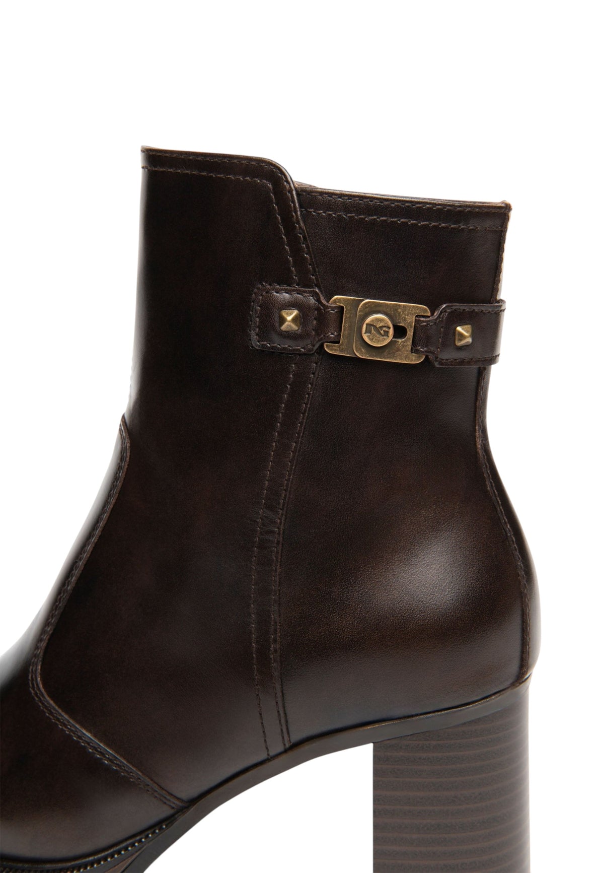 Stivaletti Con Tacco Donna Nero Giardini Tomaia in pelle, cinturino decorativo con fibbia, chiusura laterale con zip, tacco largo, suola carrarmato, Made in Italy  I618043D