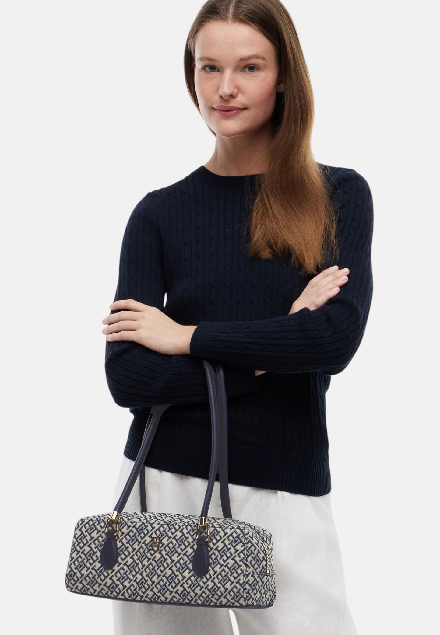 Borsa A Spalla Donna Tommy Hilfiger Shoulder Bag Jacquard Th Grace AW0AW18752
