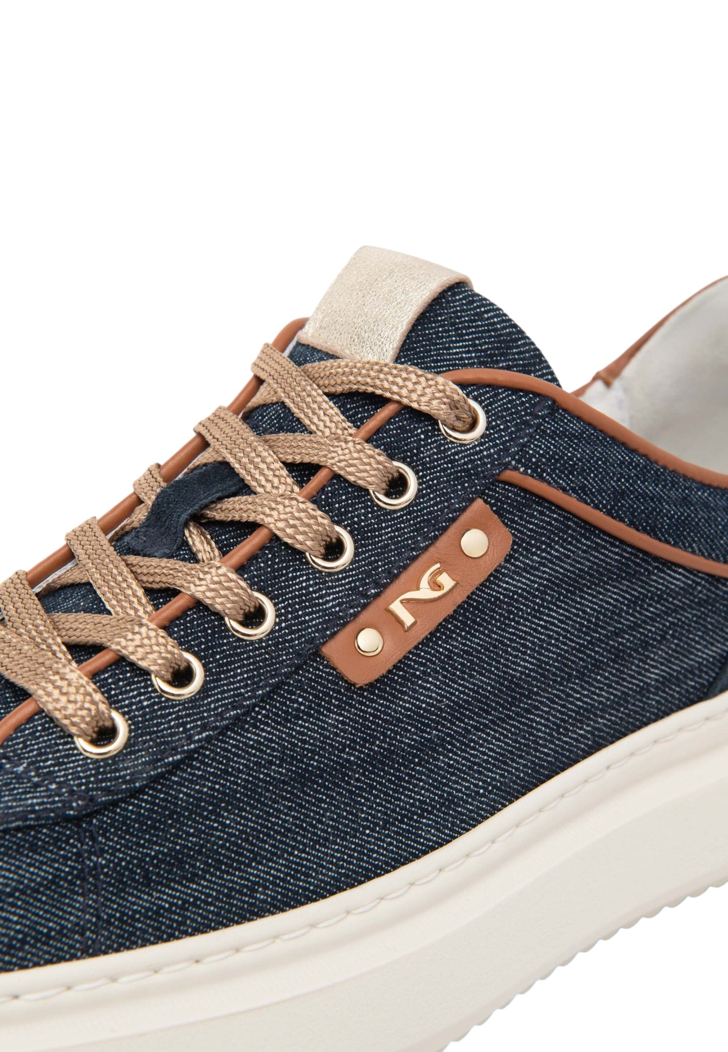 Sneakers Basse Donna Nero Giardini In Denim Con Inserti In Pelle E Logo Metallico  E615280D