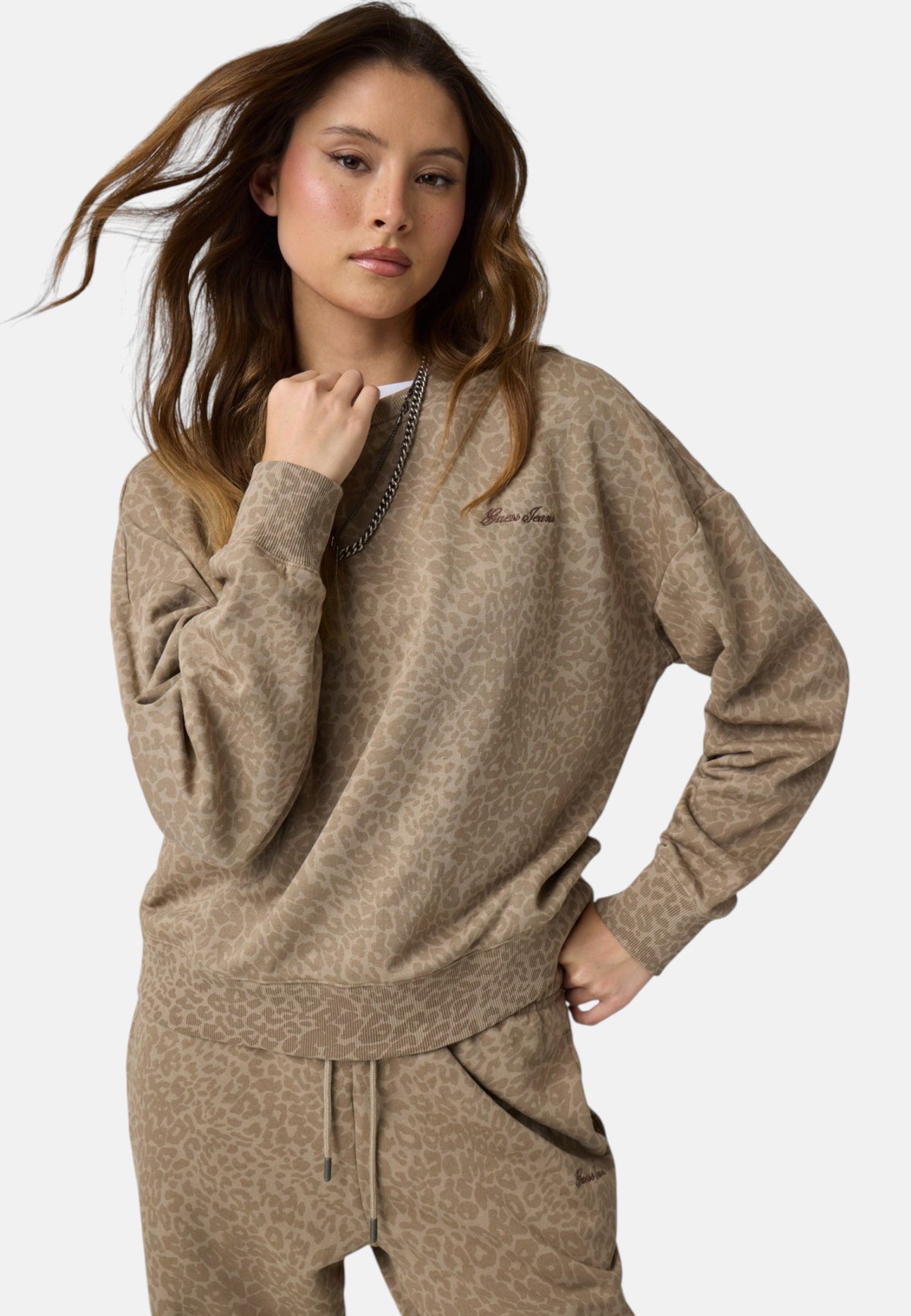 Felpa A Girocollo Donna Guess Stampato, Vestibilit� oversize Gj W6BQ07K5460