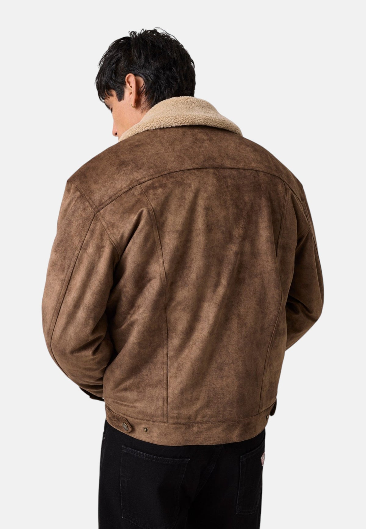 Giacca Invernale Uomo Guess Effetto shearling, Stile trucker Gj M6BL75K7182
