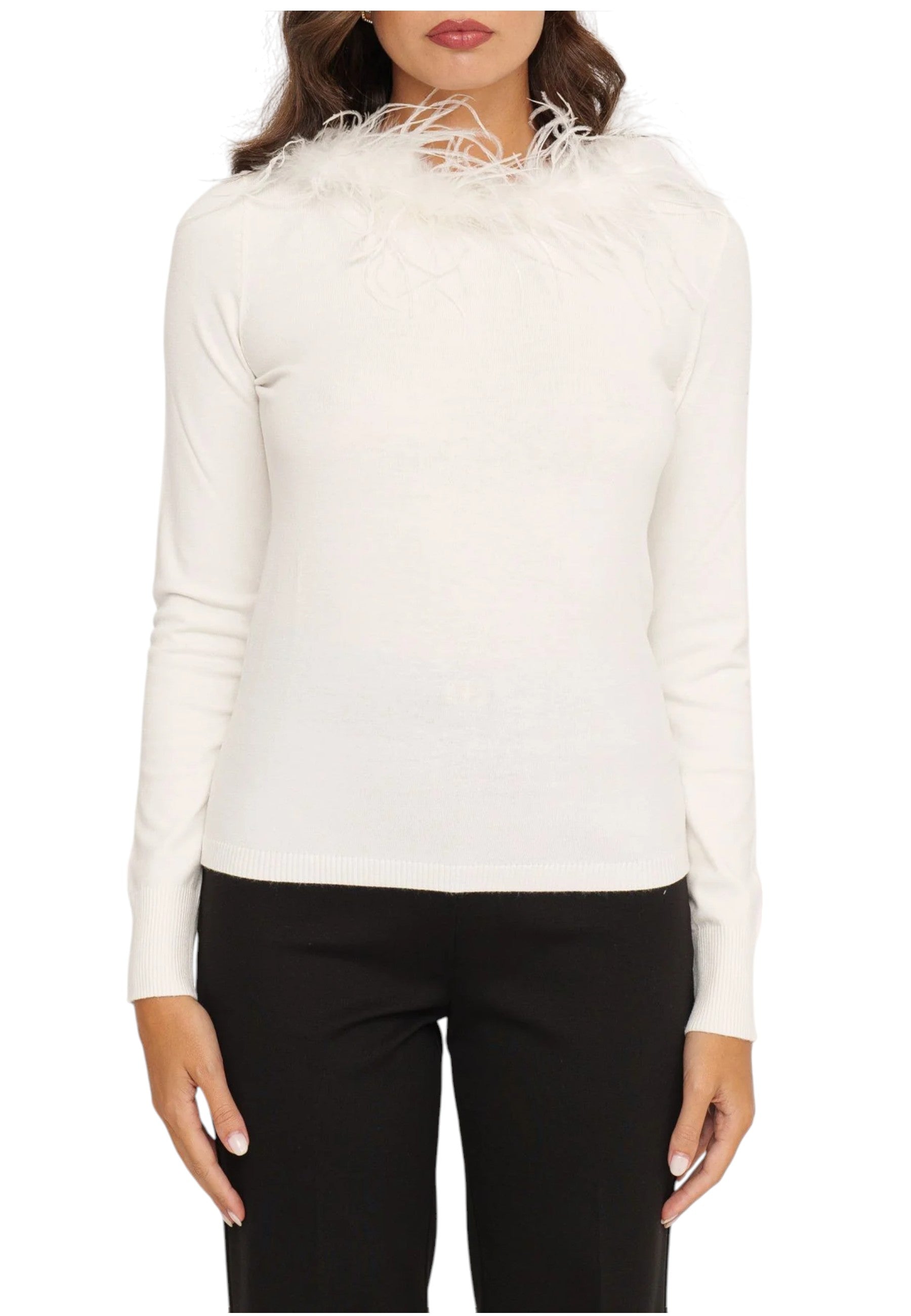 Maglione A Girocollo Donna Twinset Con Dettagli In Piuma  242TP3900