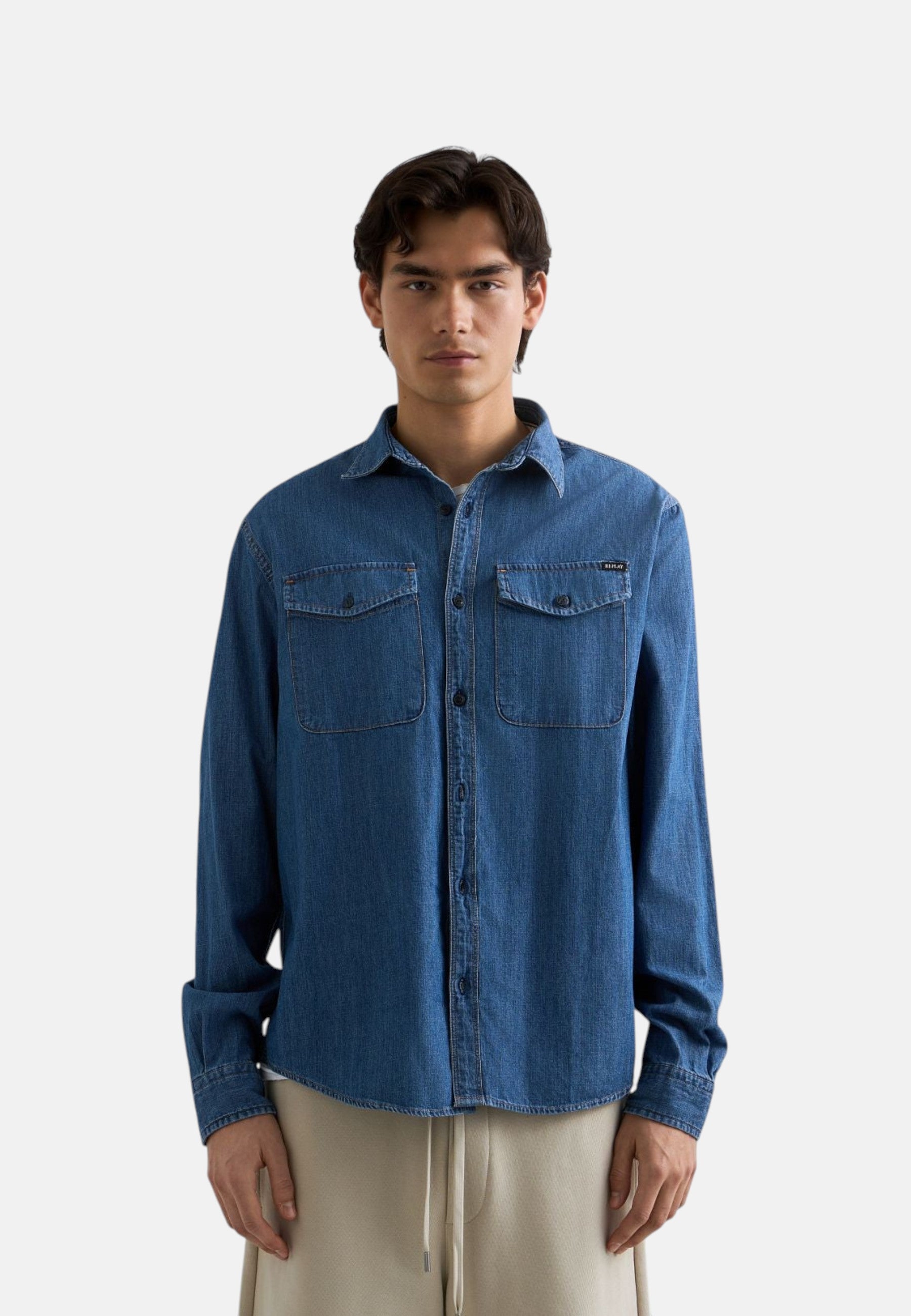 Camicia Manica lunga Uomo Replay In Denim Di Cotone  M4124 .000.860 B06