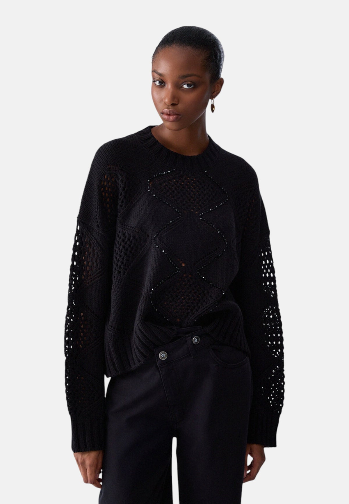 Maglia A Girocollo Donna Liu Jo Corta Con Ricamo  WF6286MA37R