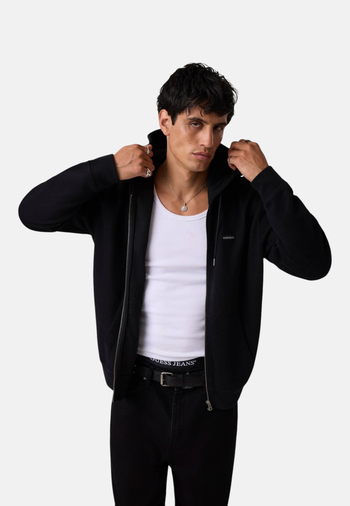Felpa Con Zip Uomo Guess Vestibilit� regular, Costina, French rib Gj M6BQ05K5406