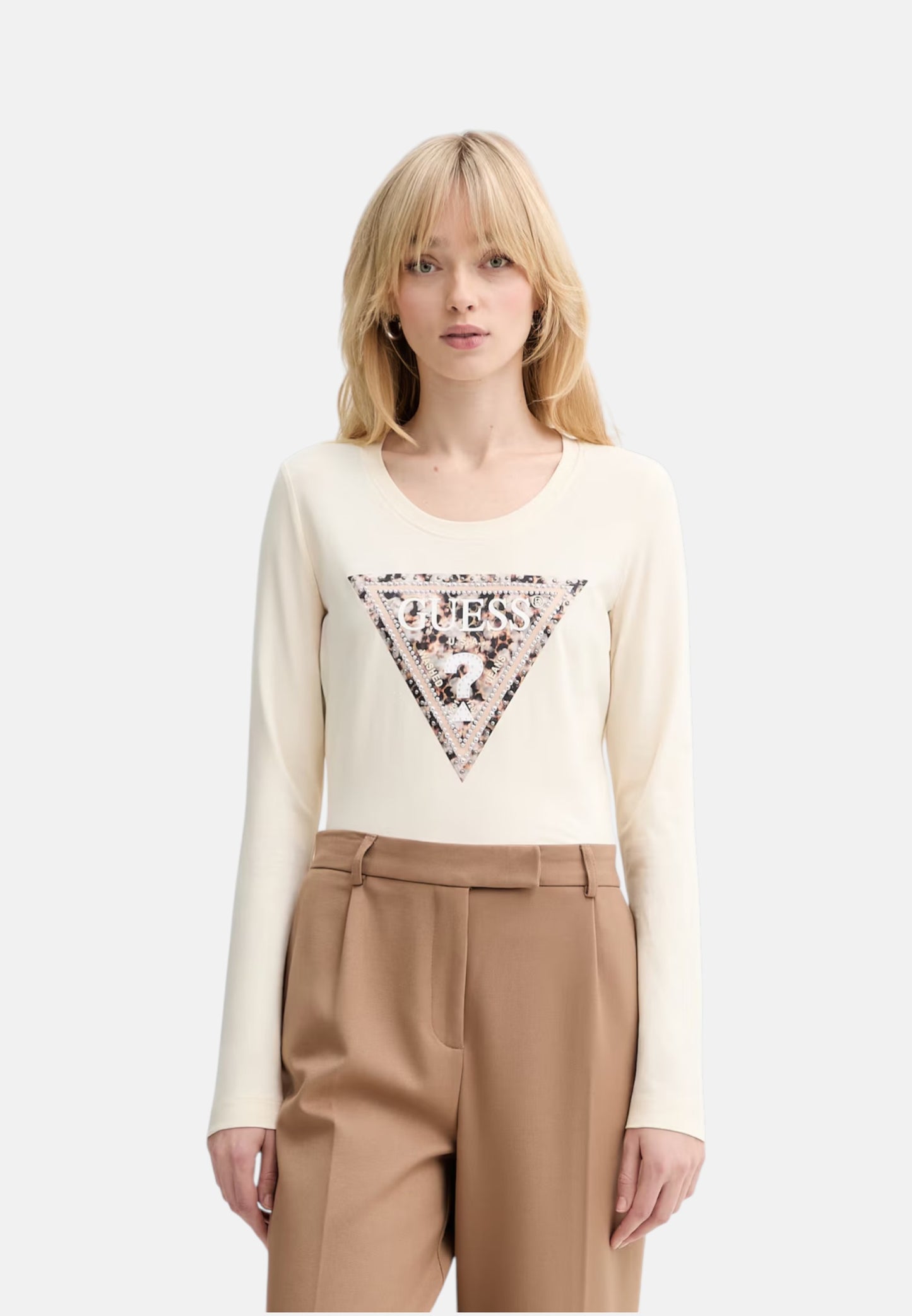 T-Shirt Manica lunga Donna Guess  Leo Triangle W6RI33J1314