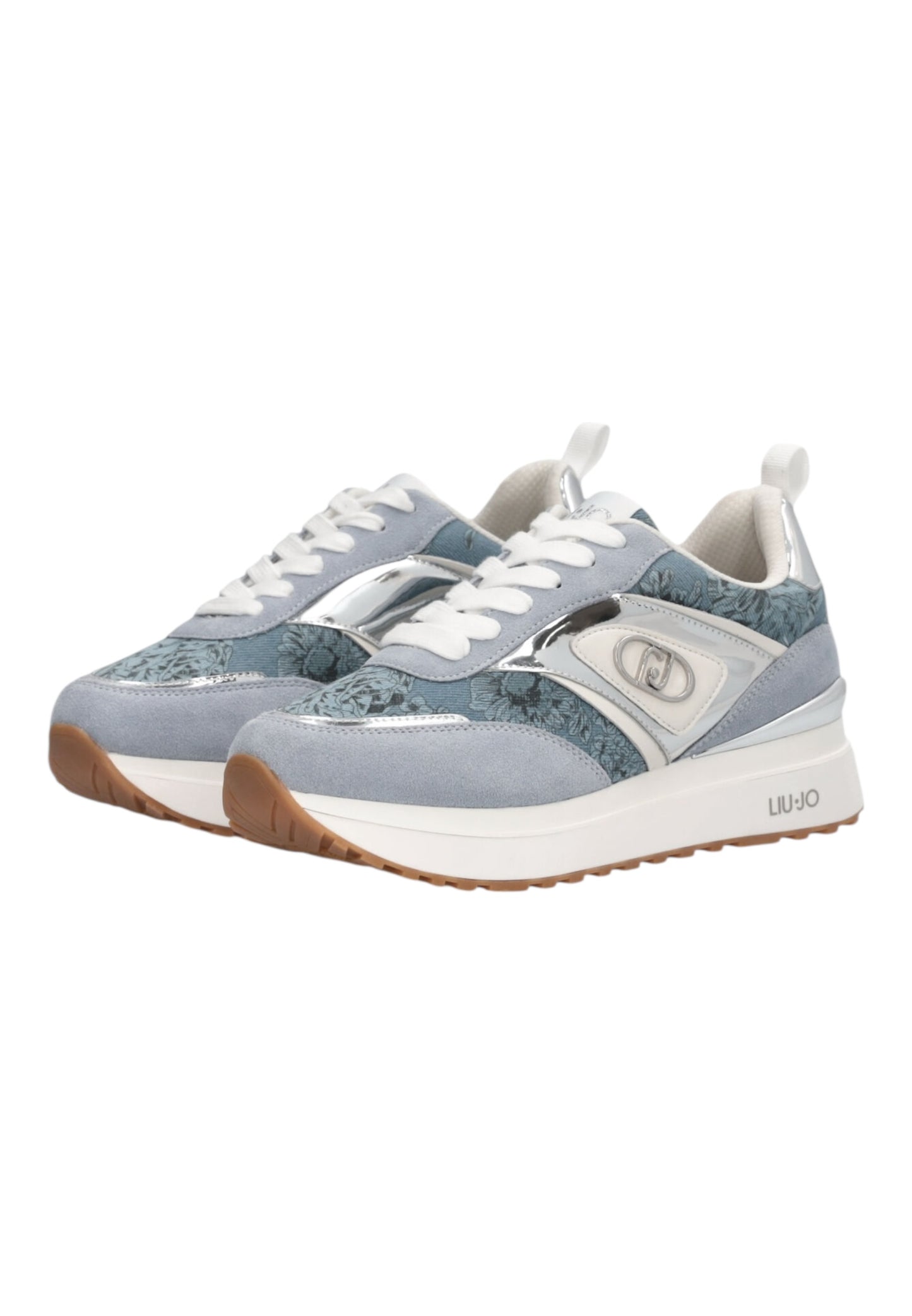 Sneakers Basse Donna Liu Jo In Camoscio Bovino/Stampato Denim Flower Liu Jo Maxi Wonder 97 BA6007PX878