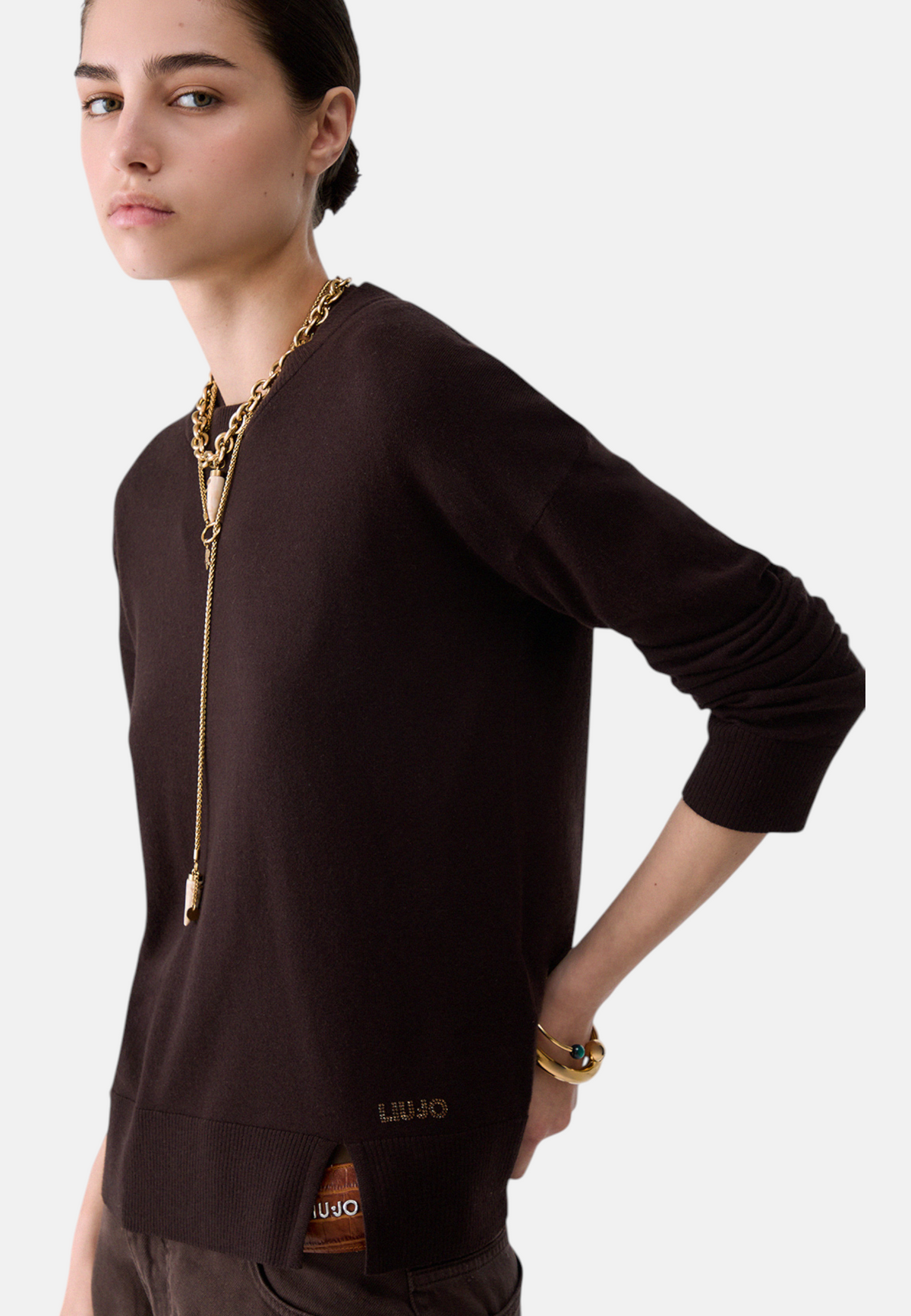 Maglia A Girocollo Donna Liu Jo Con Spacchi Laterali  WF6418MA16R