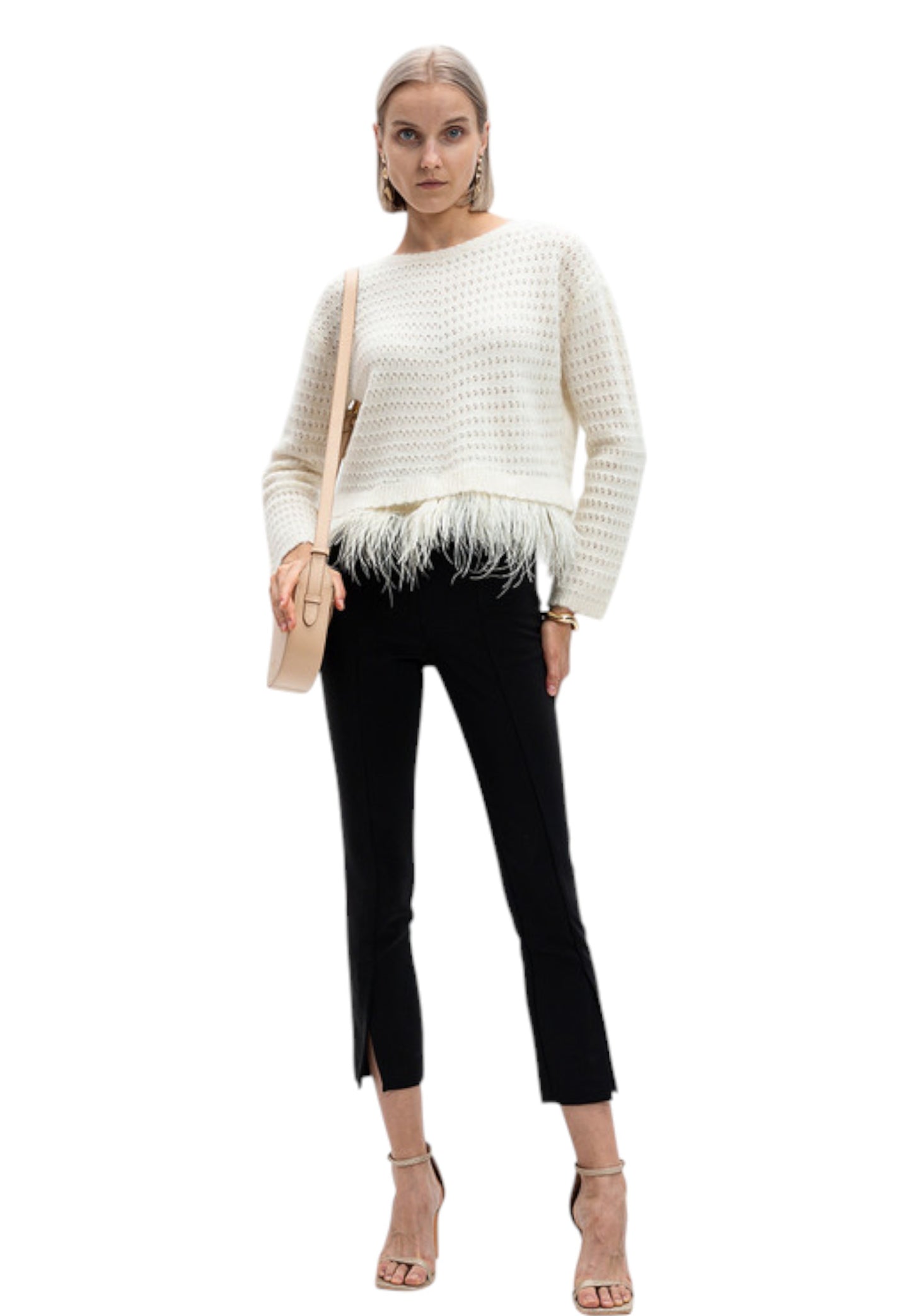 Maglione A Girocollo Donna Twinset Con Mix Punti E Piume  242TP3251