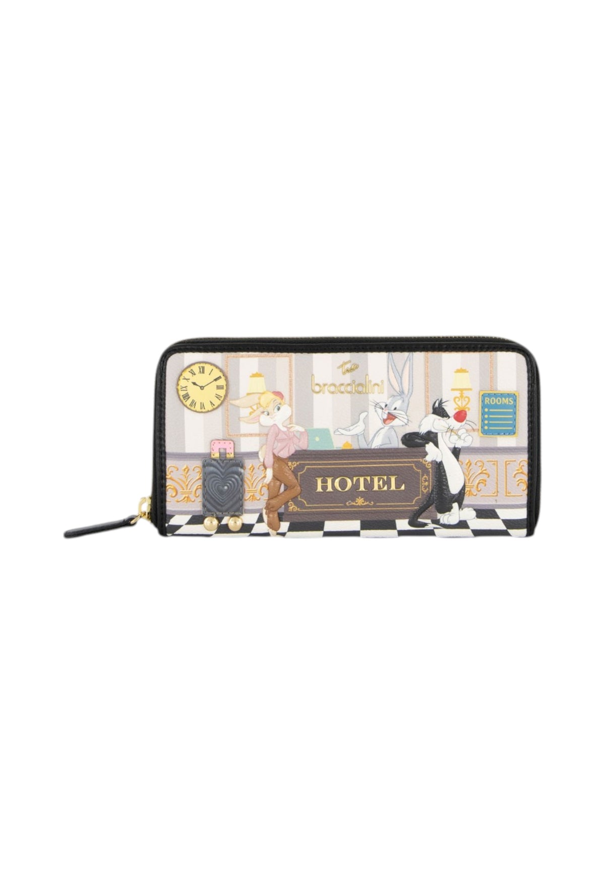 Portafoglio Con Zip Donna Braccialini Lungo, Chiusura con zip, Stampa illustrata Looney Tunes, Dimensioni: 19.5 x 2.5 x 10 Cm Allround LT LT295LT