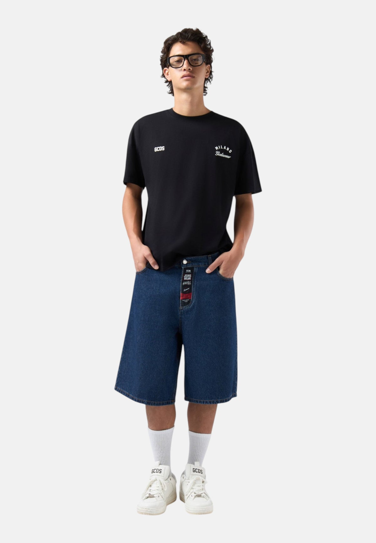 T-Shirt Manica Corta Uomo Gcds Puro cotone, logo sul davanti, fascia logo sul retro, collo a costine, vestibilit� regular Band Logo Back T-Shirt Z0MLQC214J080