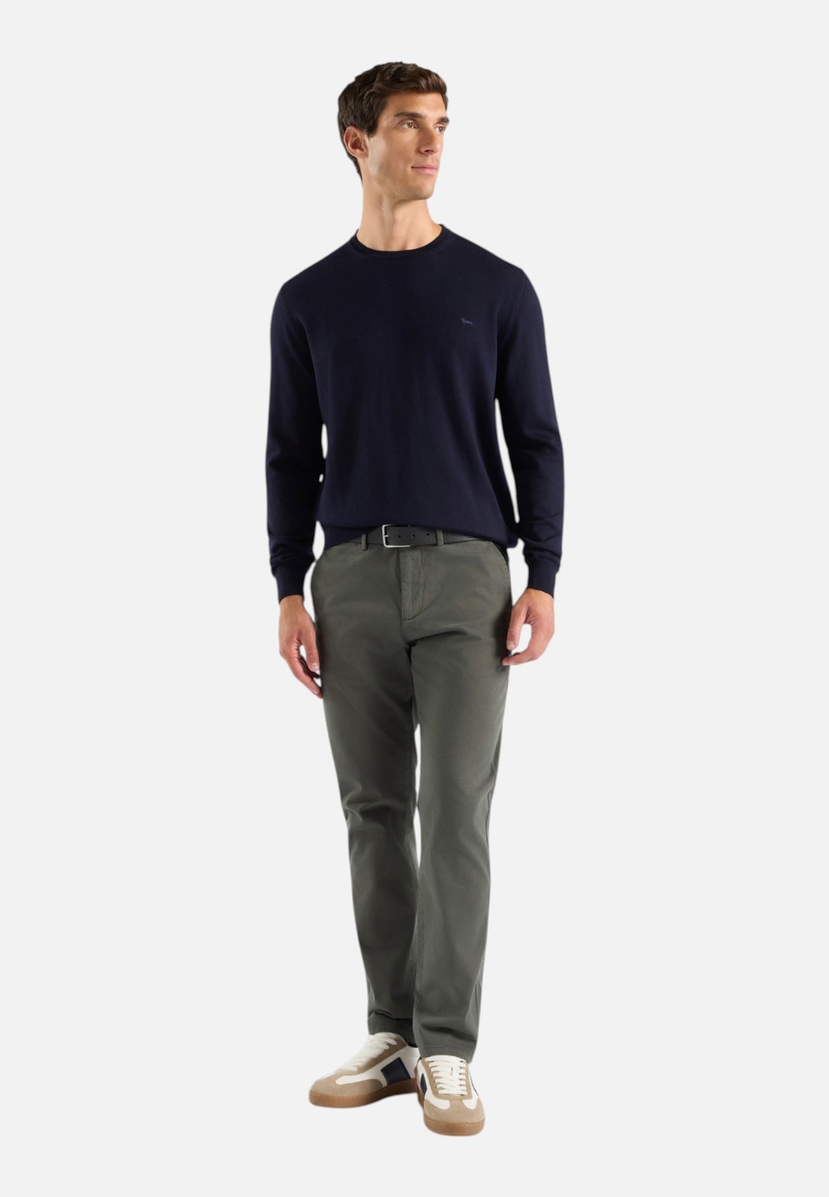 Maglione A Girocollo Uomo Harmont & Blaine Pura lana merino, Regular Fit, Finiture a costine, Made in Italy, Logo Harmont & Blaine  HRR001030478