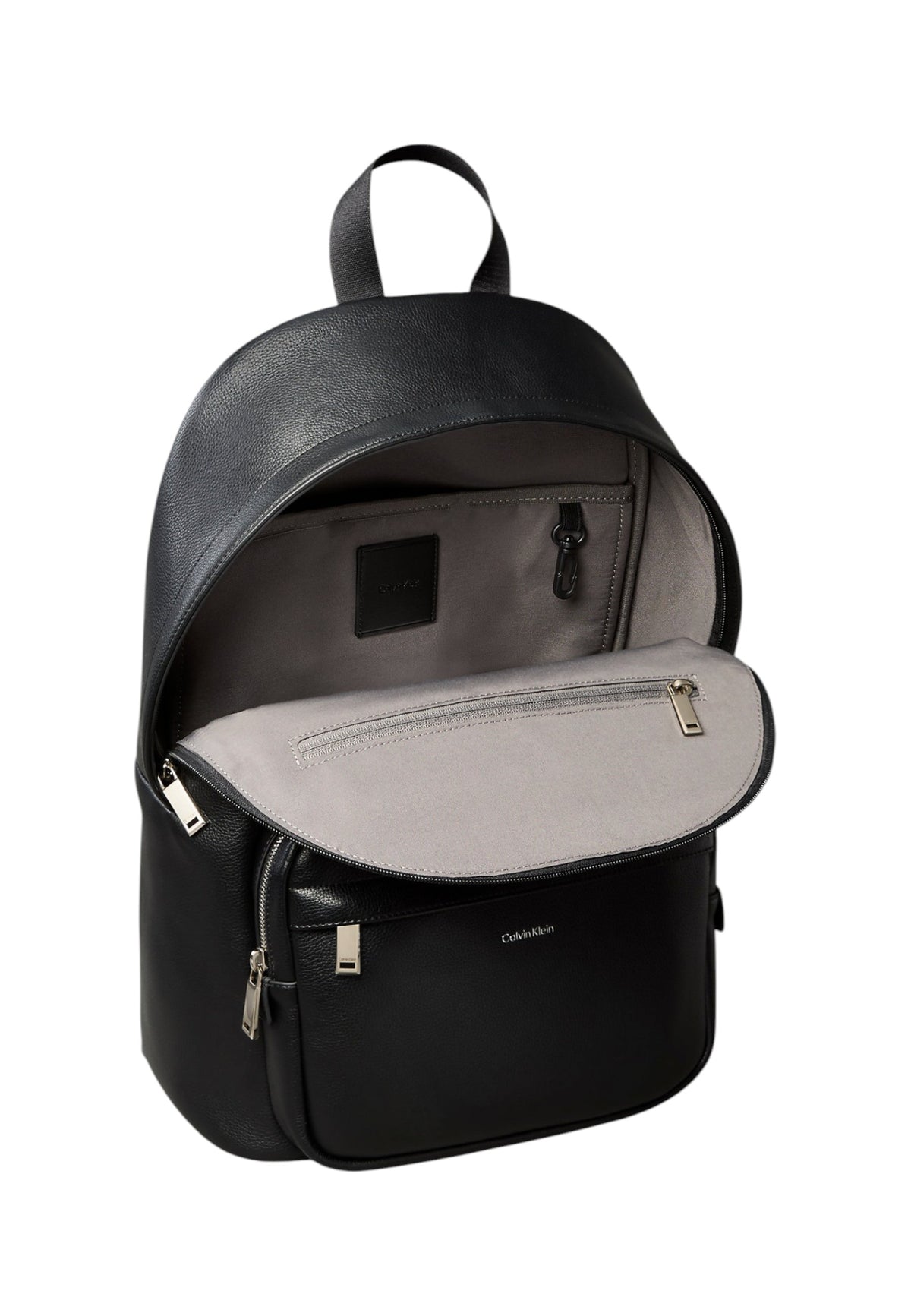 Zaino  Uomo Calvin klein Design Arrotondato, Effetto Pelle Martellata, Tasca Frontale Con Zip, Manico Superiore, Logo Calvin Klein Metallico Raised LV04D3155G
