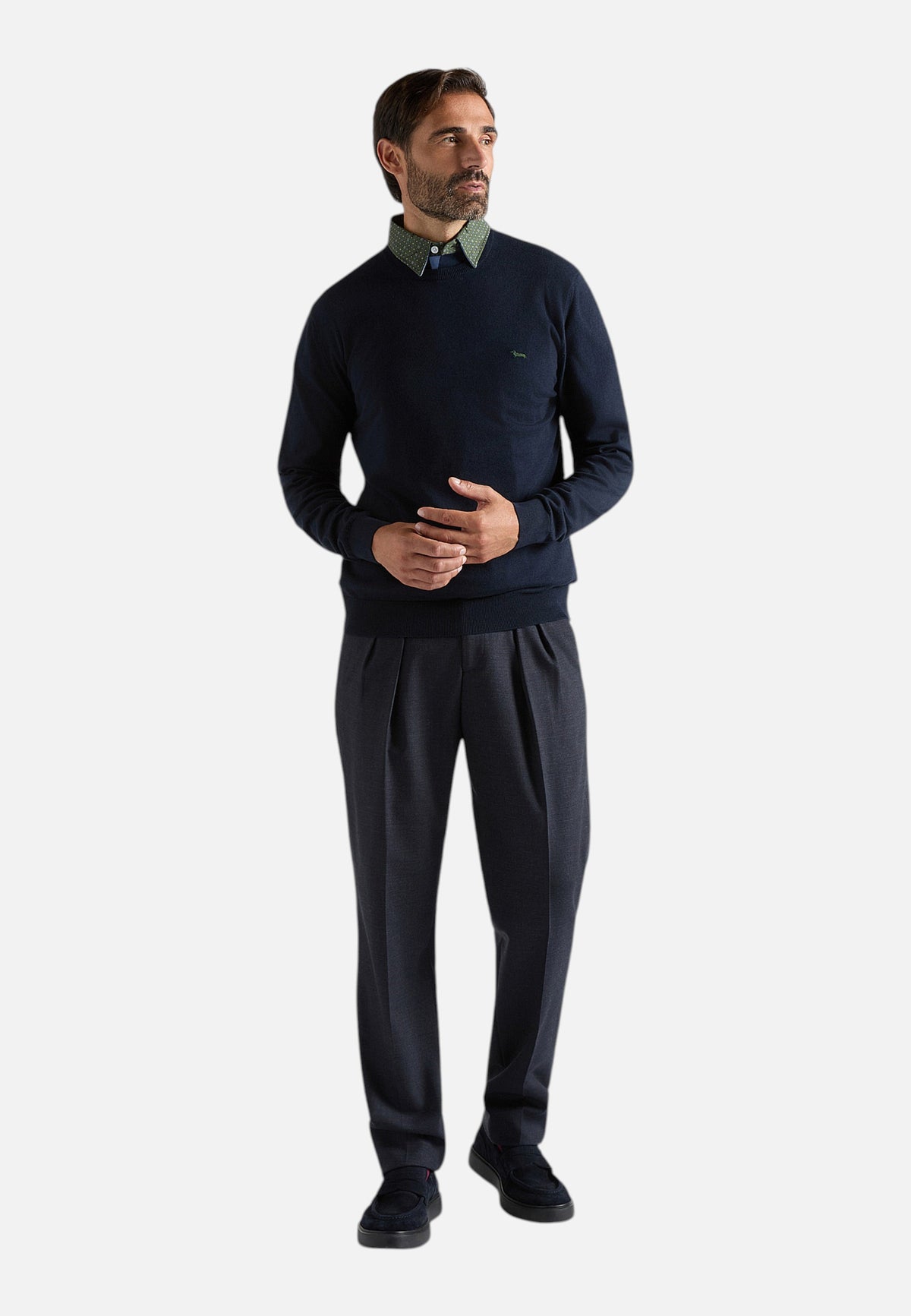 Maglia A Girocollo Uomo Harmont & Blaine Misto cotone e cashmere, Regular Fit, Tinta unita, Finiture a costine, Made in Italy  HRR249030744
