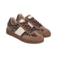Sneakers Basse Donna Nero Giardini Tomaia in pelle, pelle scamosciata e tessuto, inserti animalier, chiusura con lacci, suola color gomma, Made in Italy  I617426D