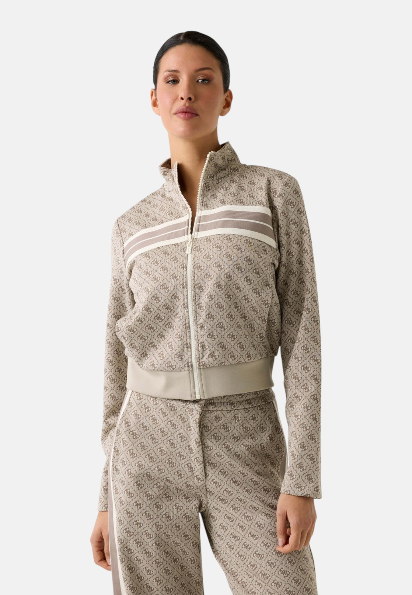 Felpa Con Zip Donna Guess  4G Jacquard V6GQ06K2957