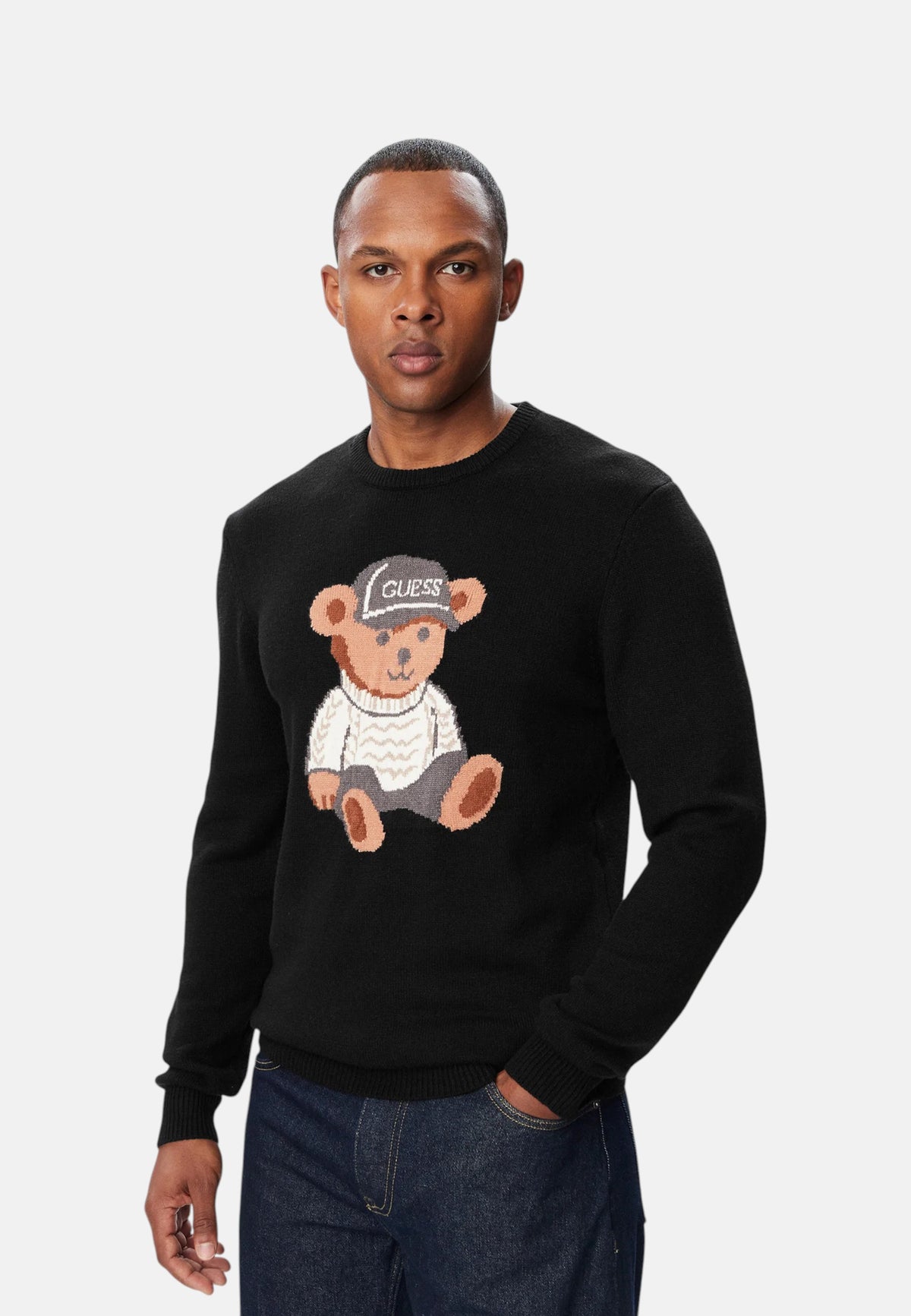 Maglione A Girocollo Uomo Guess Motivo orsetto Navin M6BR42Z1604