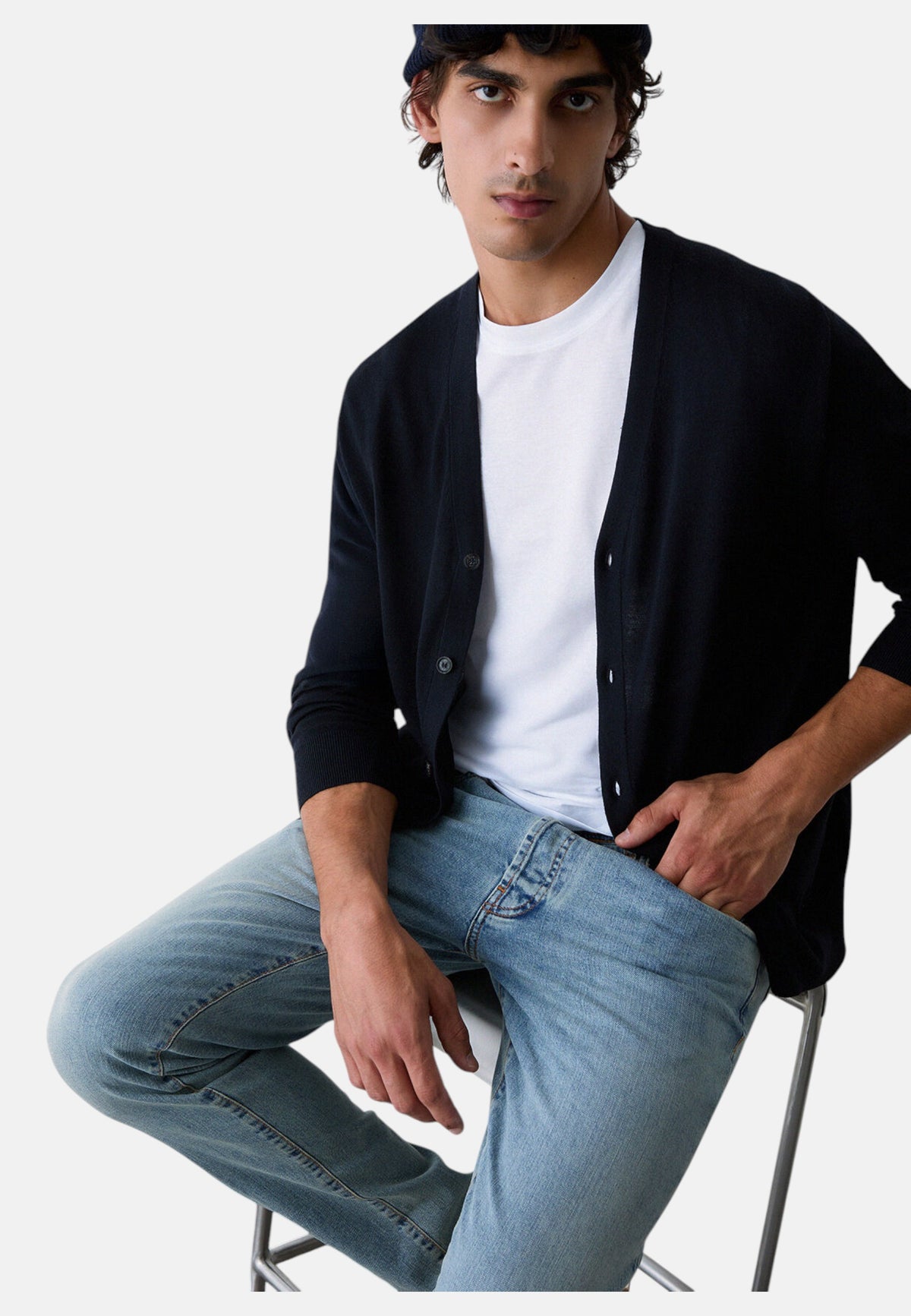 Cardigan  Uomo Liu Jo In Lana Con Scollo A V  QF6232MA27P