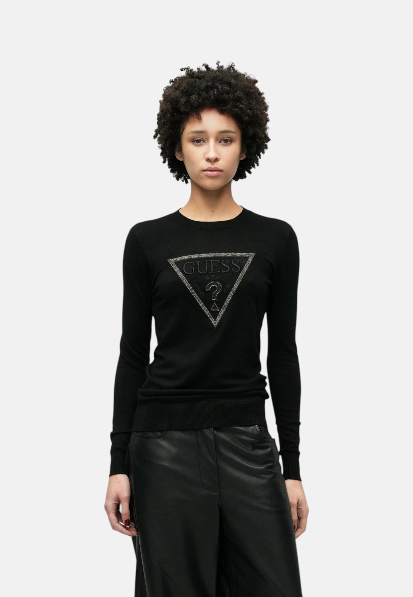 Maglia A Girocollo Donna Guess  Sasha Triangle Logo W6RR49Z2NQ2