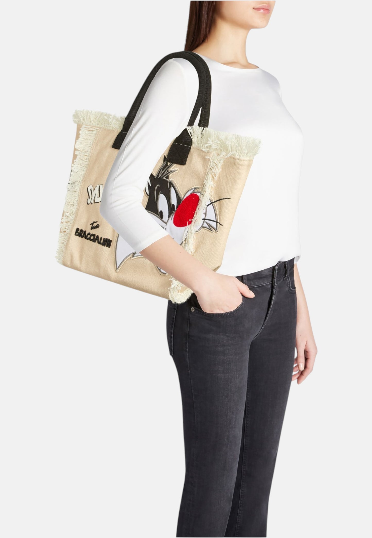 Borsa A Mano Donna Braccialini Summer In Tessuto Canvas Stampa Silvestro Summer Special Lt LT274TC