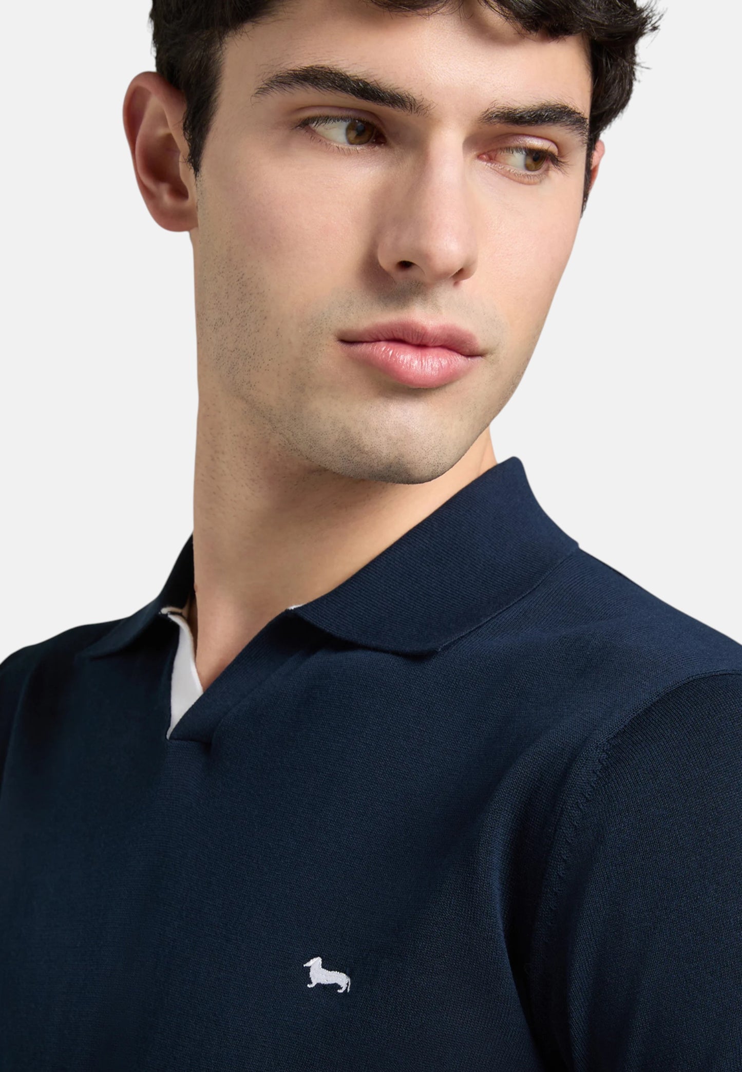 Polo Manica Corta Uomo Harmont & Blaine In Maglia SmacchInata Cotone Crepe Scollo A V  HRQ885031076