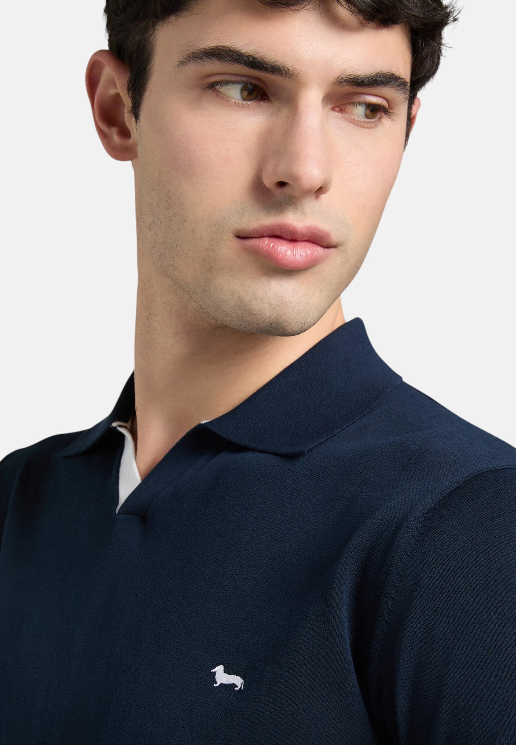 Polo Manica Corta Uomo Harmont & Blaine In Maglia SmacchInata Cotone Crepe Scollo A V  HRQ885031076