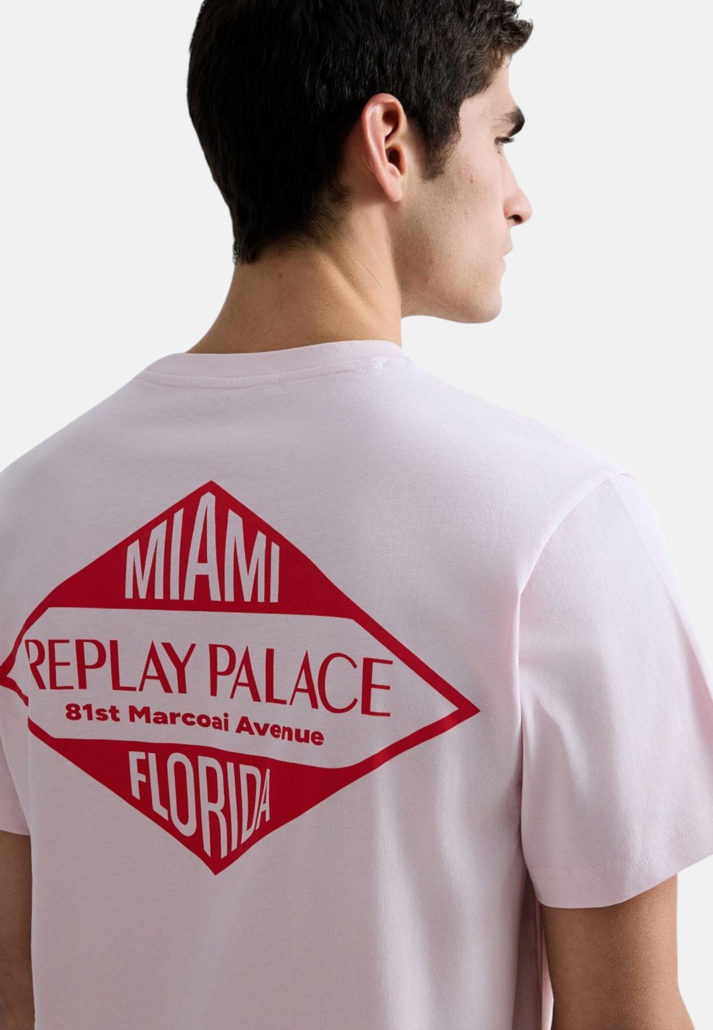 T-Shirt Manica Corta Uomo Replay In Jersey Con Stampa Miami  M3344 .000.2660