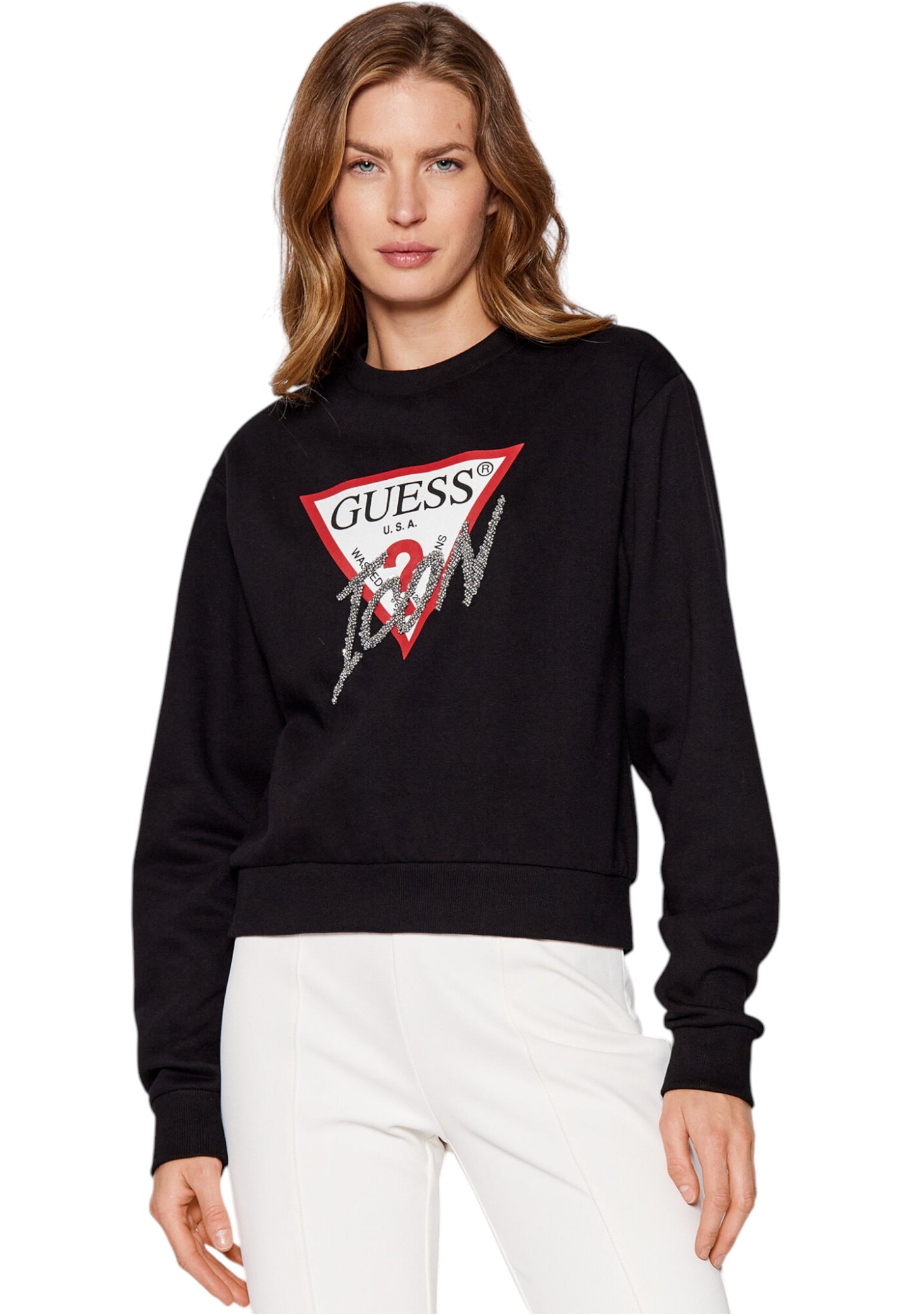 Felpa A Girocollo Donna Guess  Love Triangle