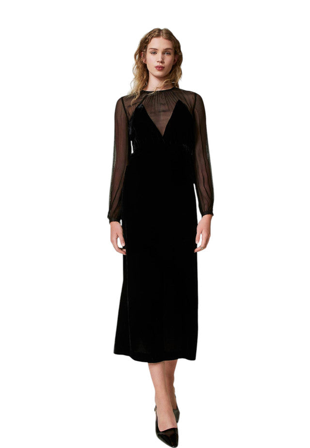 Vestito Lungo Donna Twinset Bi-Materiale  242TT2180