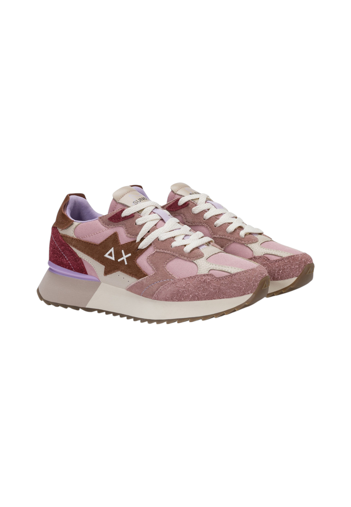 Sneakers Basse Donna Sun68 Stile Running, Suede E Nylon Stargirl Multicolor Z46222
