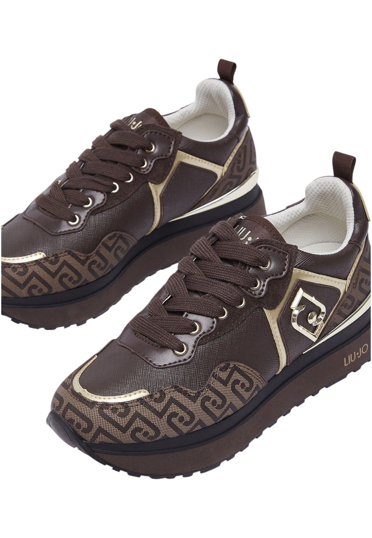 Sneakers Basse Donna Liu Jo Con Platform, Stampa Monogram E Inserti Effetto Saffiano Liu Jo Maxi Wonder 01 BF6001EX339