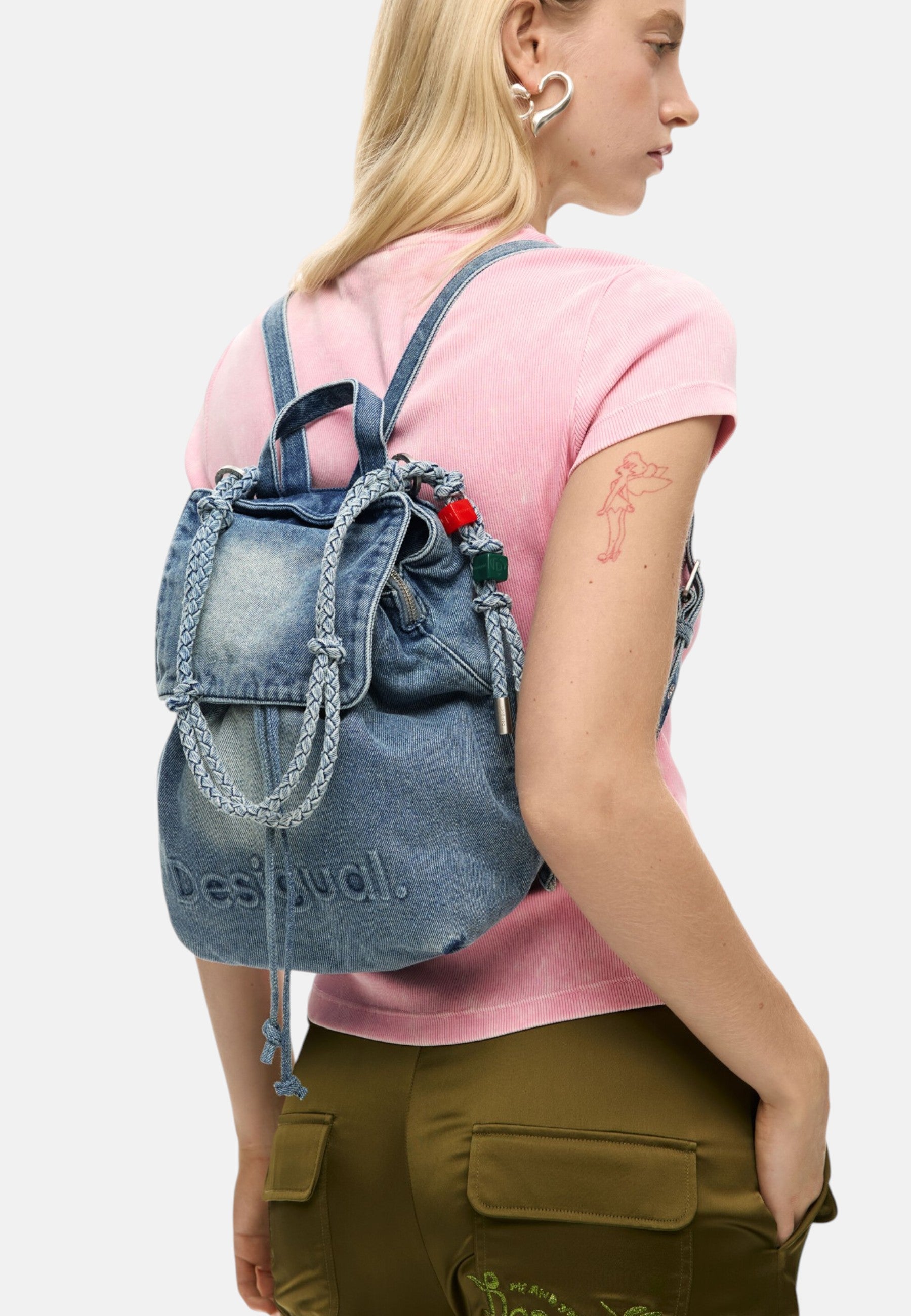 Zaino  Donna Desigual Con Patta Half Logo Denim Luena Mini 26SAKD07
