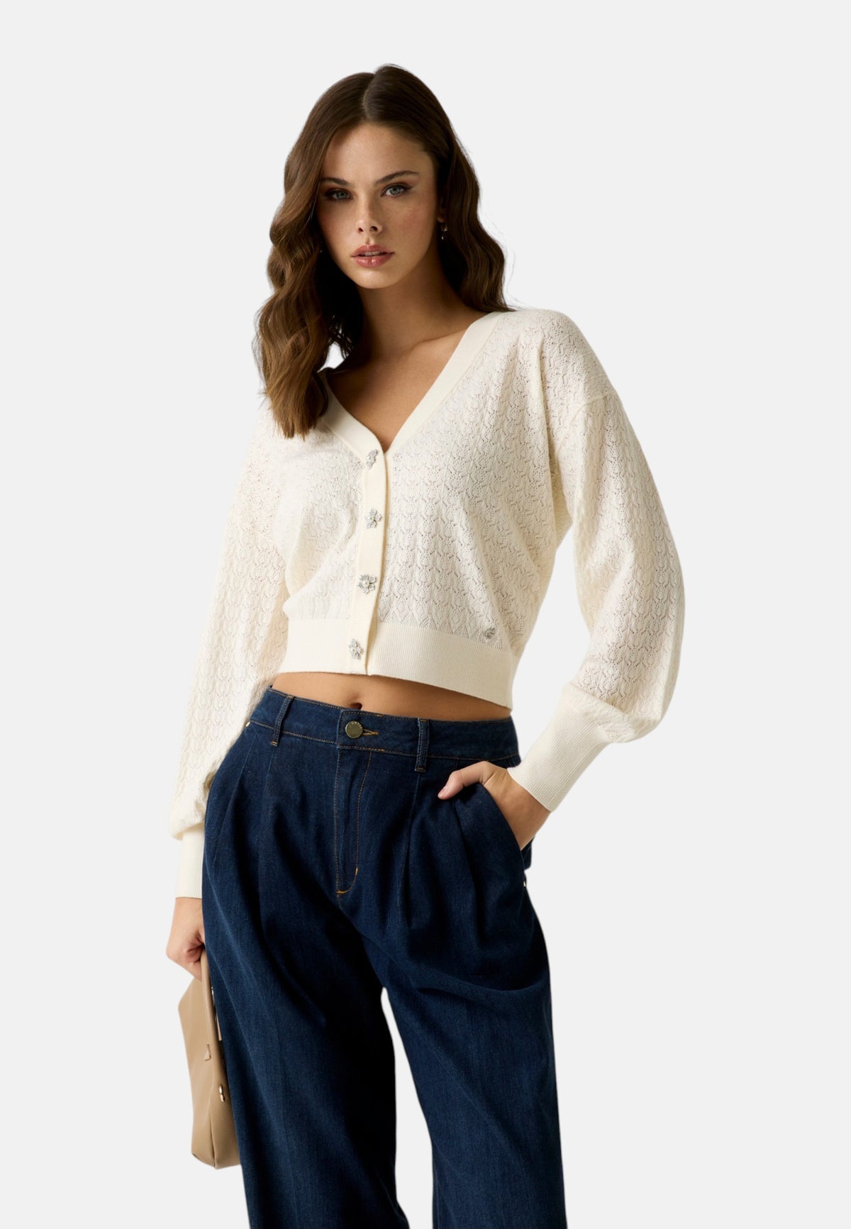 Cardigan  Donna Guess Manica lunga, Scollo a V Ls Vn Nina Cardi Stwr W6YR14Z0955