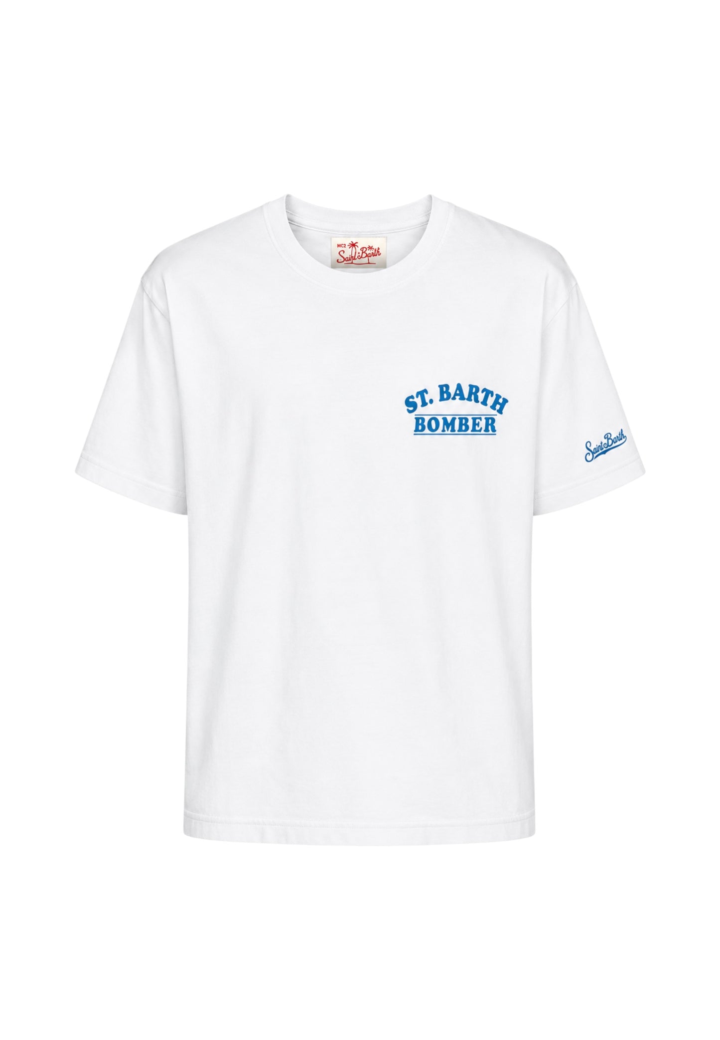 T-Shirt Manica Corta Uomo Mc2 Saint Barth Stampa/Ricamo Fronte E Retro Peanuts Bomber Portland PRL0002