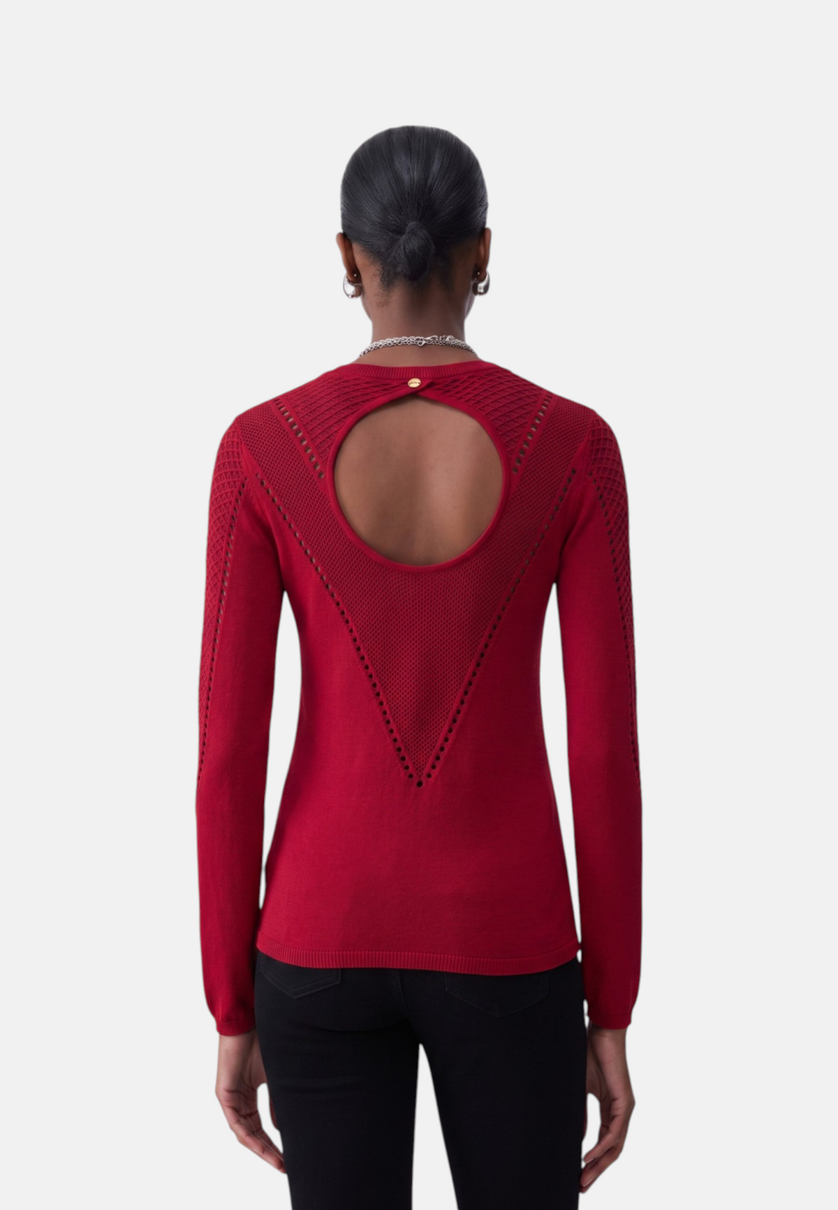 Maglia A Girocollo Donna Liu Jo Traforata Con Motivo Geometrico  WF6239MS99E