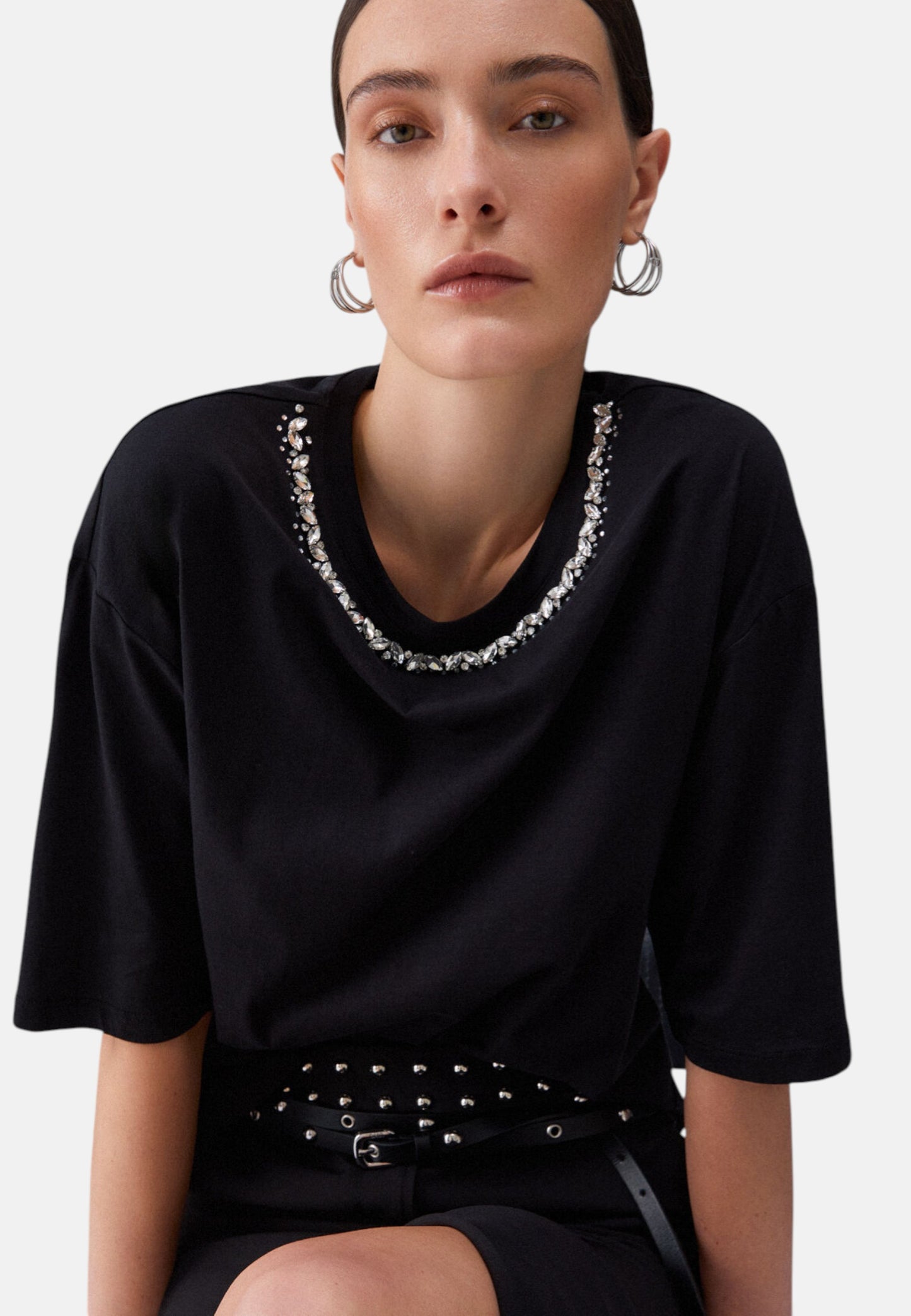 T-Shirt Manica Corta Donna Liu Jo Collar Motif Eco Line WA6128JS904