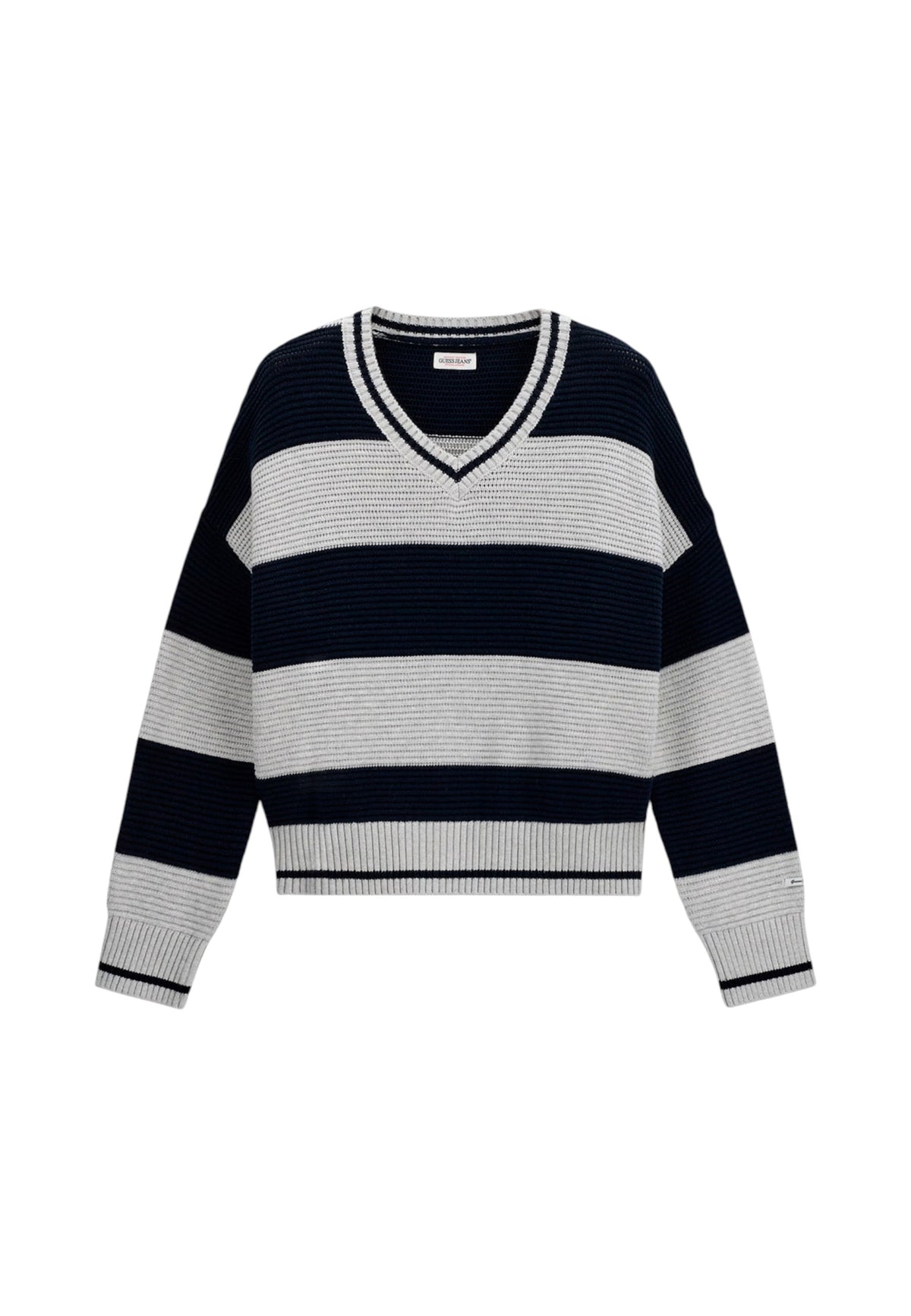 Maglione Scollo A V Donna Guess Righe, Maglia ottoman Gj W6YR01Z0847