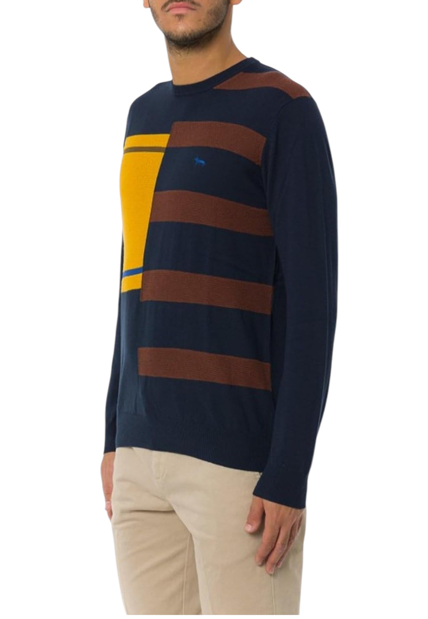 Maglione A Girocollo Uomo Harmont & Blaine Color Block Righe Spezzate  HRP821030788