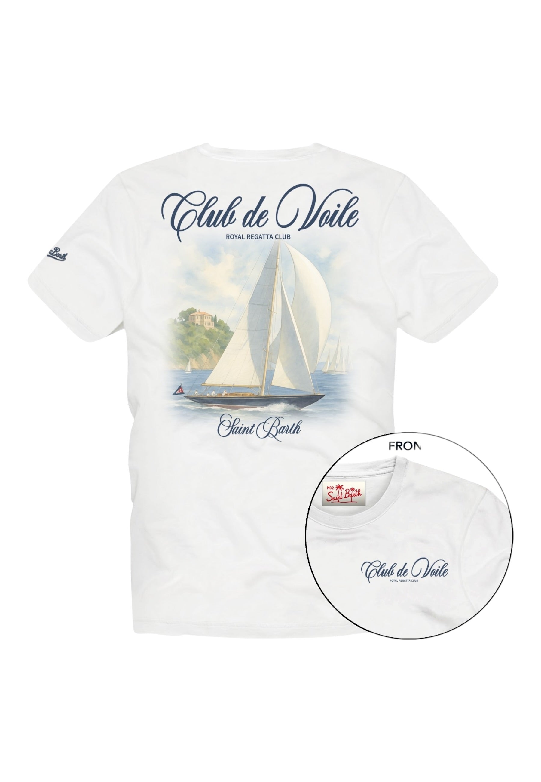 T-Shirt Manica Corta Uomo Mc2 Saint Barth Stampa/Ricamo Fronte E Retro Club Voile Portland PRL0002