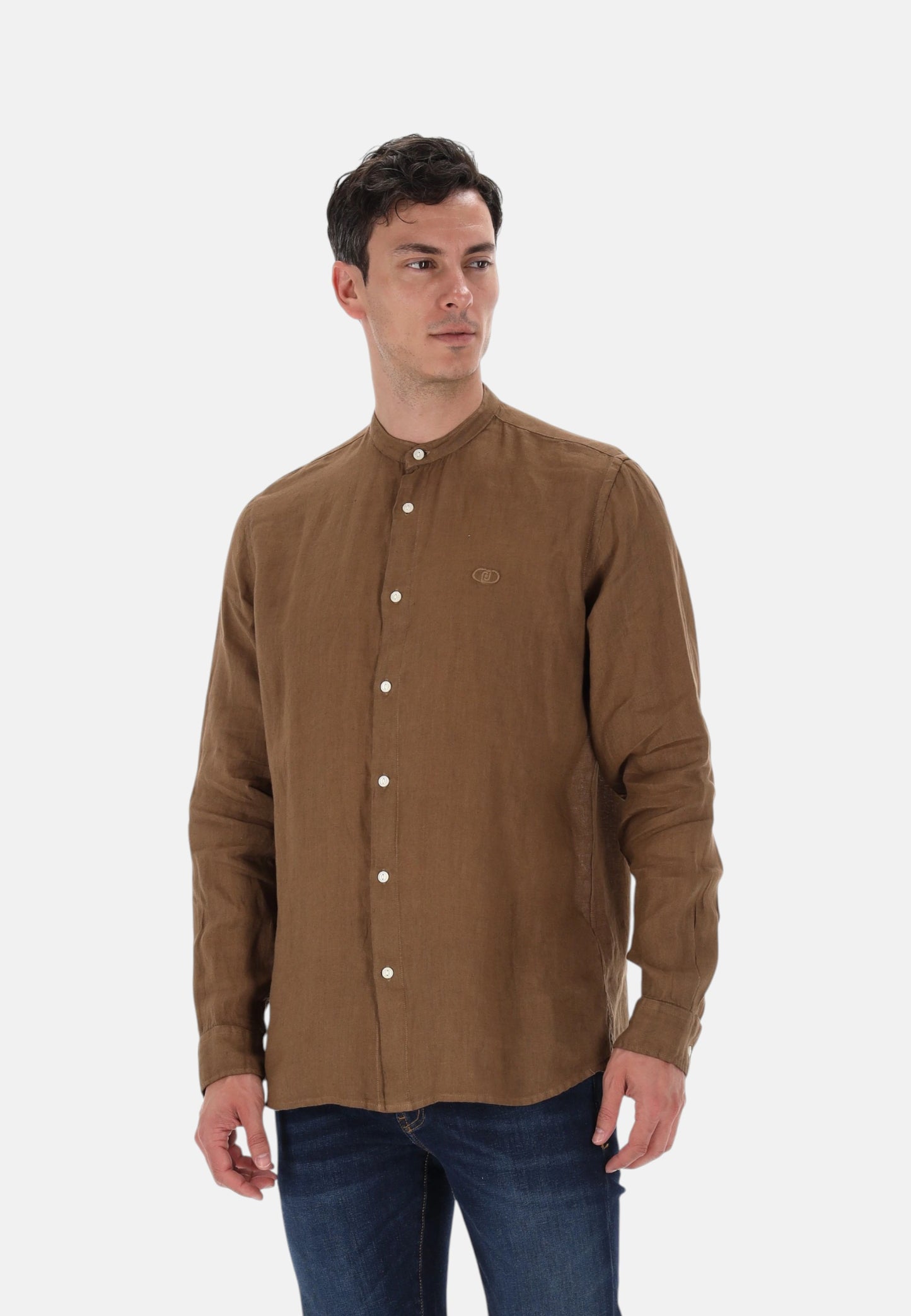 Camicia Manica lunga Uomo Liu Jo Collo Coreana In Lino  QA6205T4359