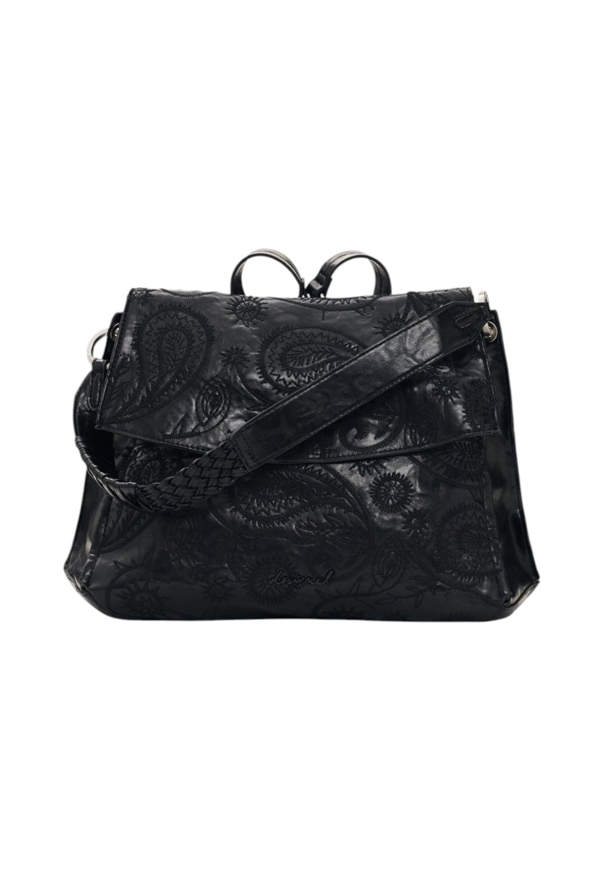 Zaino A Spalla Donna Desigual Medio, Motivo paisley, Con patta Siroco Posadas Black 26WAKP27