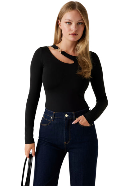 T-Shirt Manica lunga Donna Guess  Eleanor Buckle W5BP18KC7M2