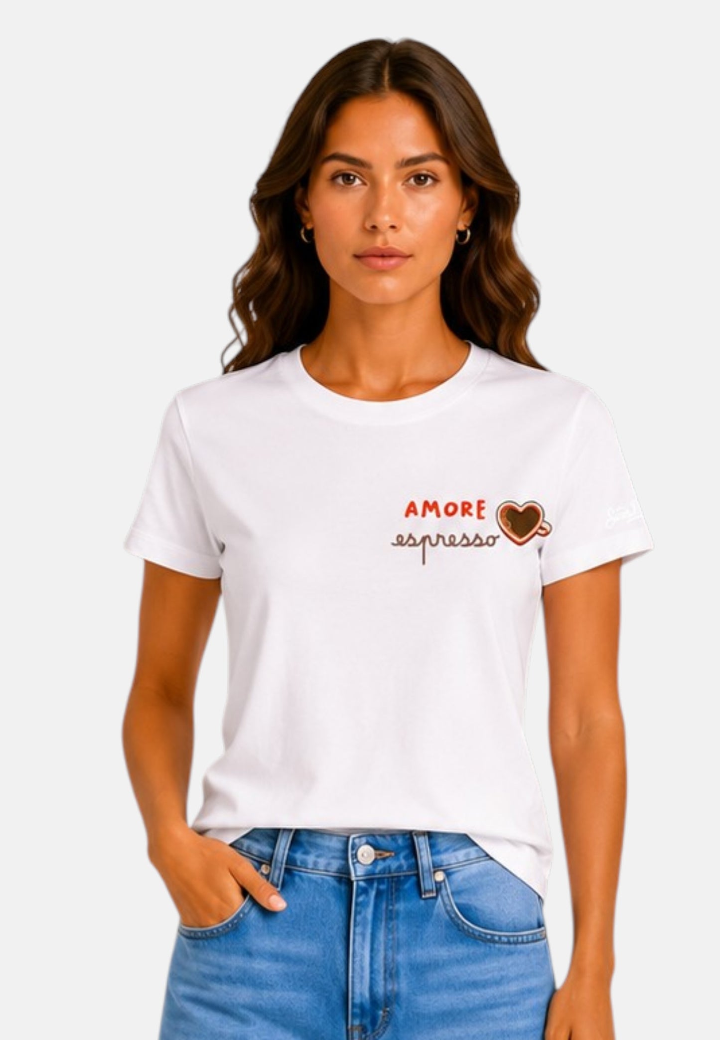 T-Shirt Manica Corta Donna Mc2 Saint Barth Amore Espresso Emb Emilie EMI0001