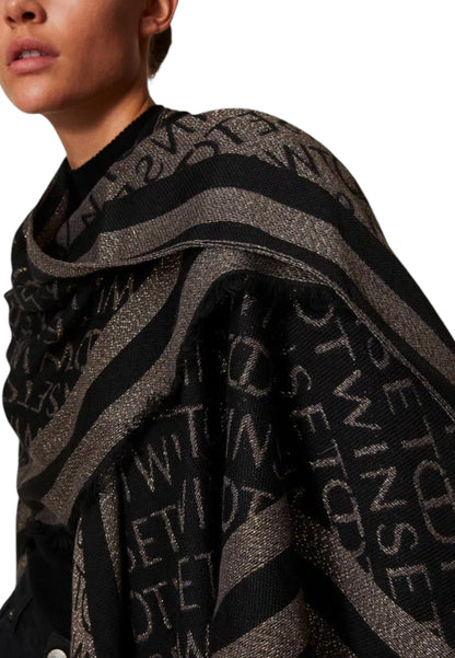 Poncho  Donna Twinset In Tessuto Con Logo Jacquard  242TO504A