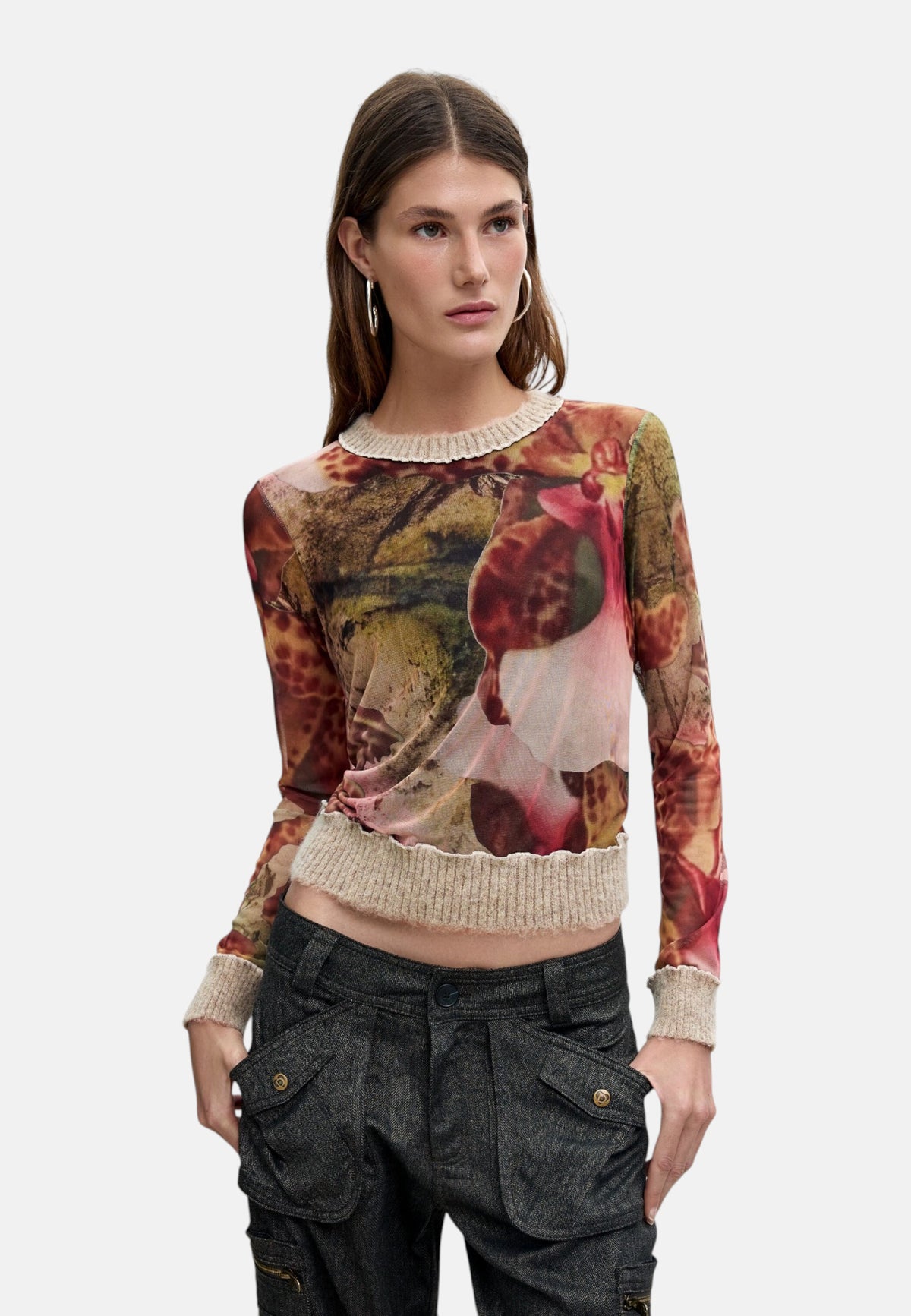 T-Shirt Manica Corta Donna Desigual  Ts Orchids Lacroix 26WWTK22