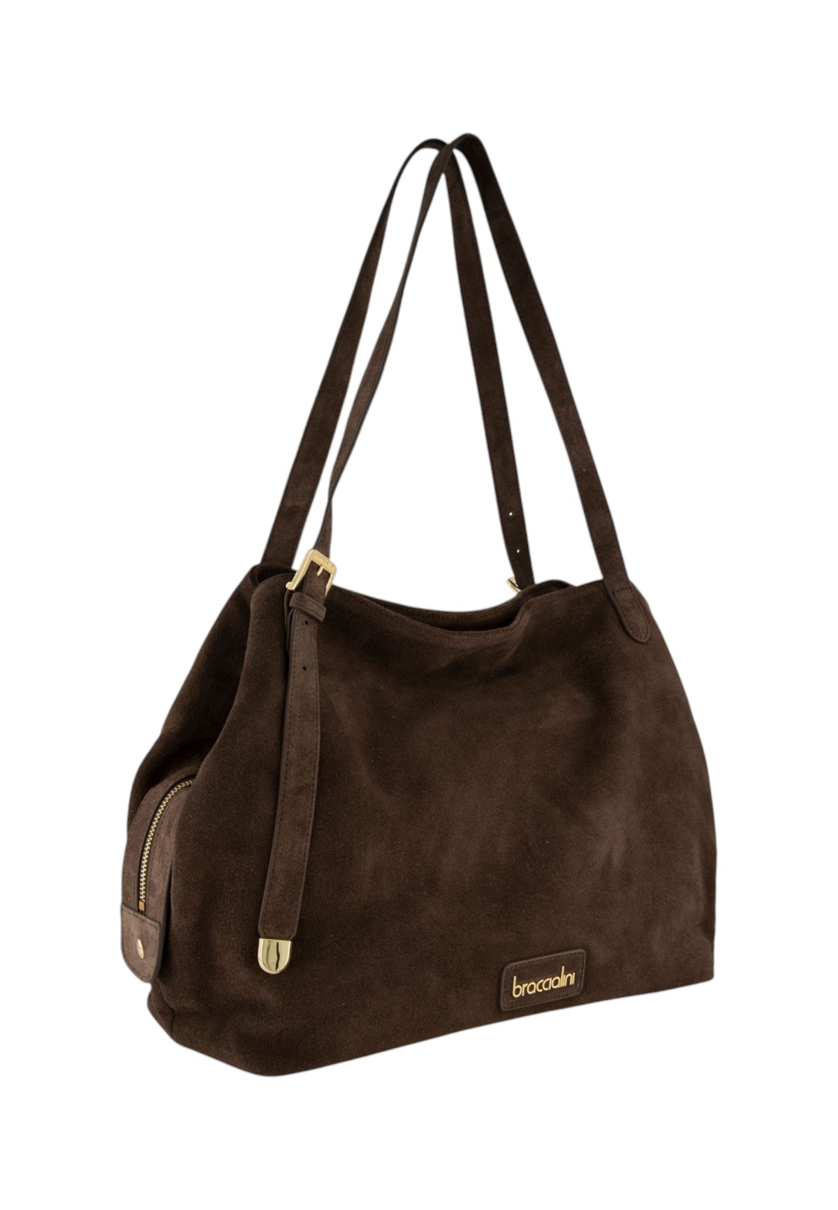 Borsa A Spalla Donna Braccialini Shopper, Manico doppio, Chiusura con zip, Due tasche interne, una con zip e una aperta, Finitura effetto camoscio, Dimensioni: 35 x 15.5 x 30 Cm Sara B19373PP
